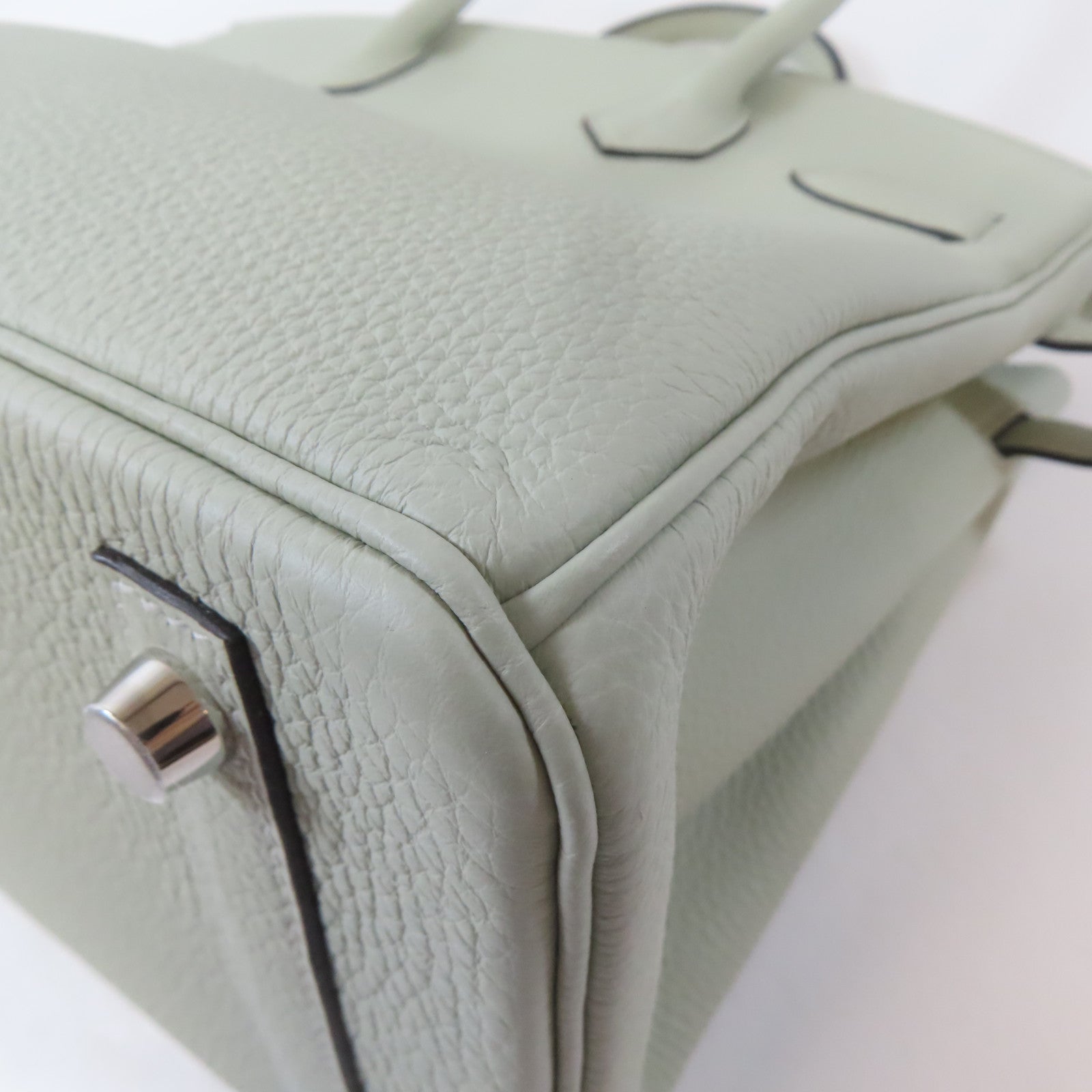HERMES Togo皮革Birkin 30銀扣手挽袋Gris Neve/淺綠色
