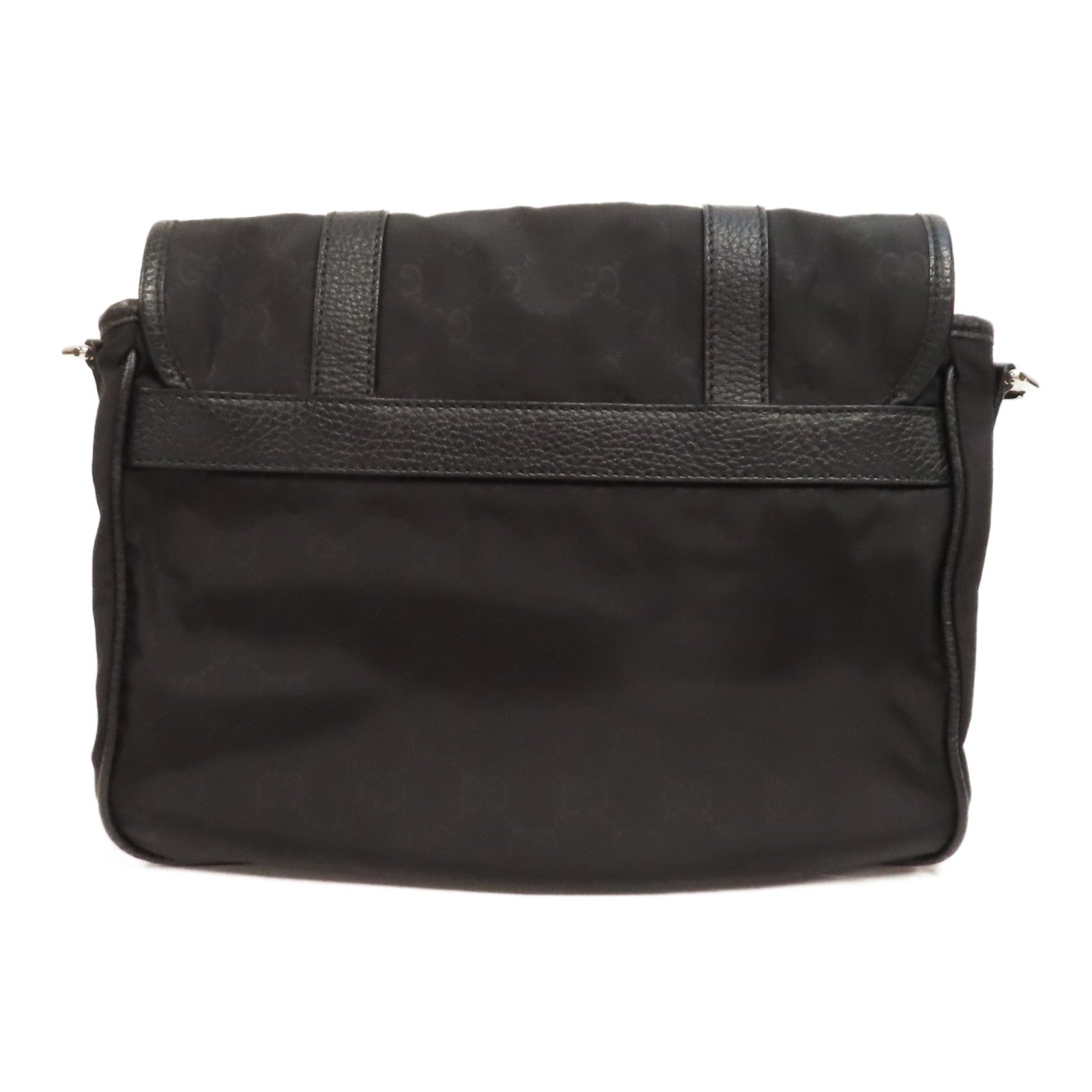 GUCCI 尼龍Shoulder Bag銀扣肩背袋黑色