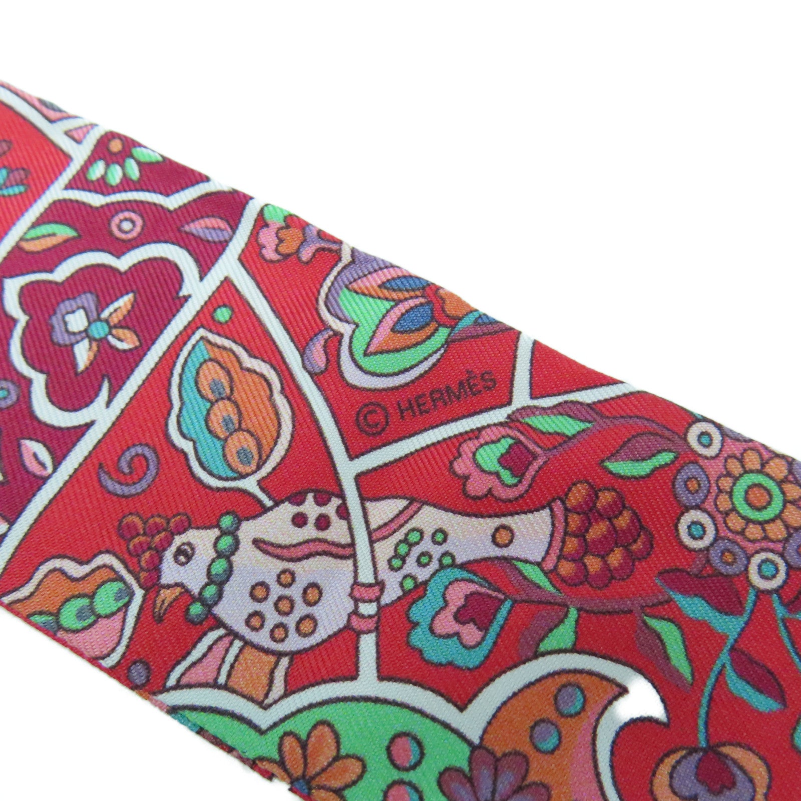 HERMES 【激減優惠】絲質Twilly Scarf絲巾紅色/粉紅色