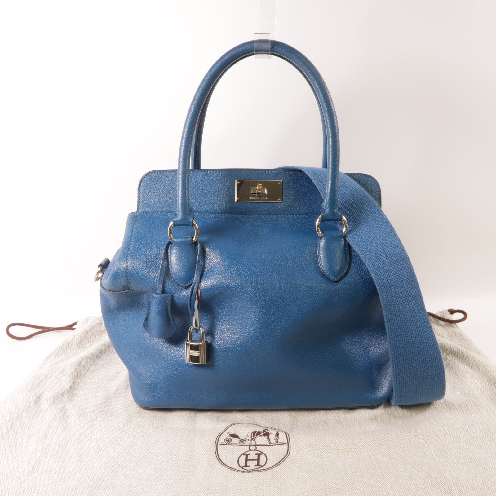 HERMES PHW Toolbox 26 2 Way Shoulder Bag Handbag Evercolor Leather Colvert