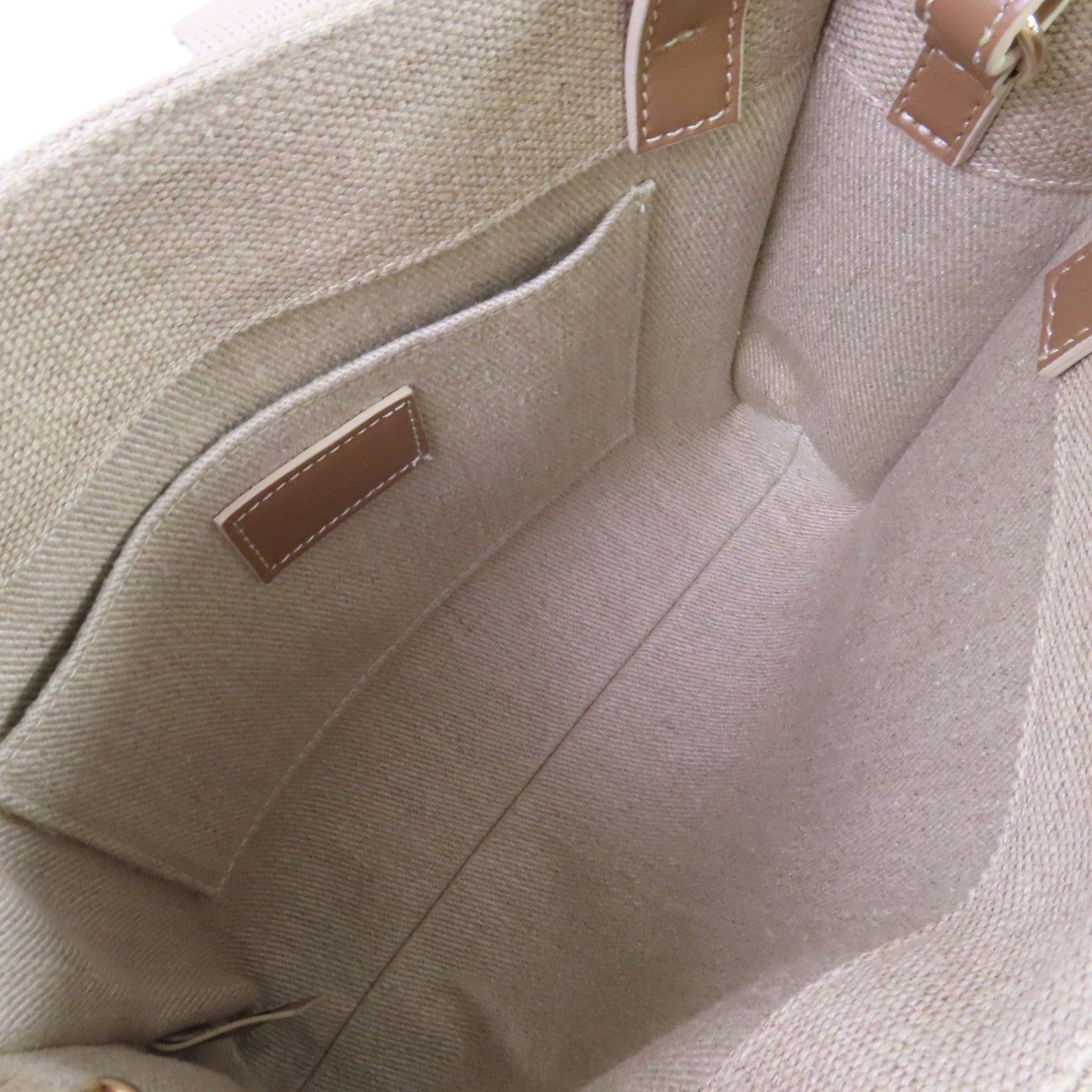 Chloe 帆布Small Woody 2Way Tote Bag手挽肩背兩用袋杏色