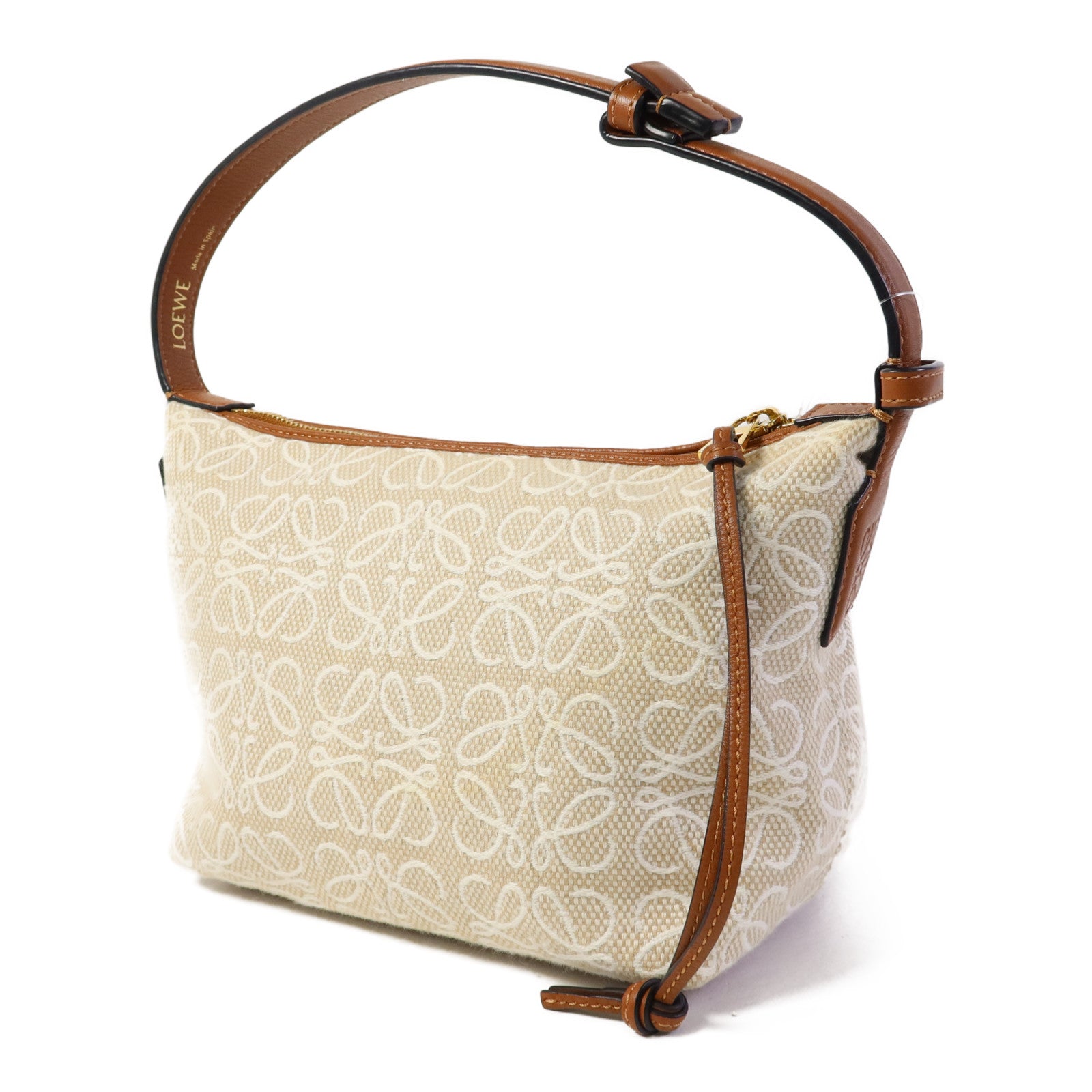 LOEWE 帆布Small Cubi Bag金扣手挽袋