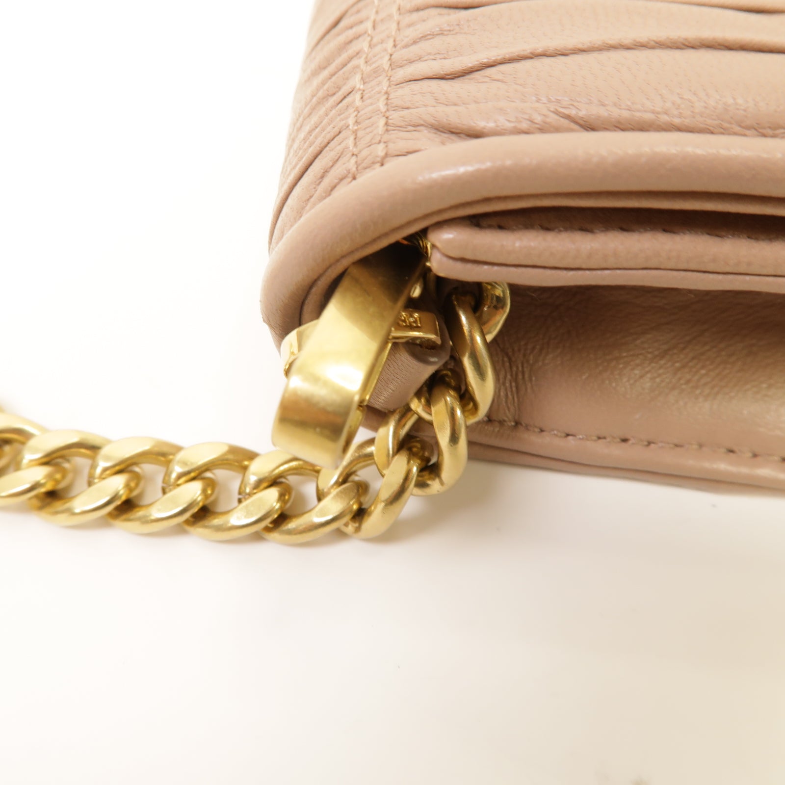 PRADA 羊皮皮革Nappa Gaufre Flap Cipria金扣鏈帶肩背袋粉紅色