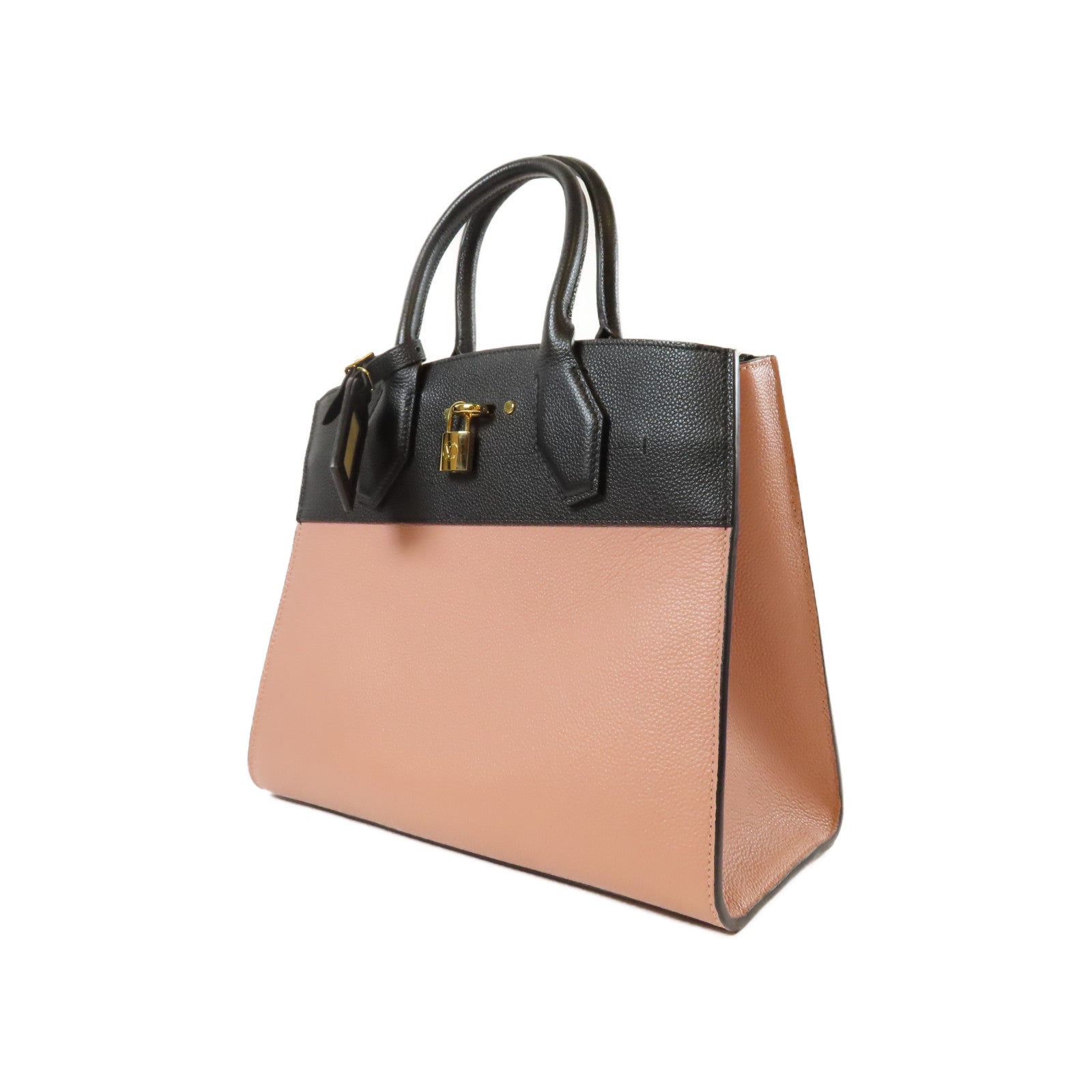 LOUIS VUITTON **【激減優惠】Taurillon City Steamer MM金扣手挽肩背兩用袋粉紅色/黑色