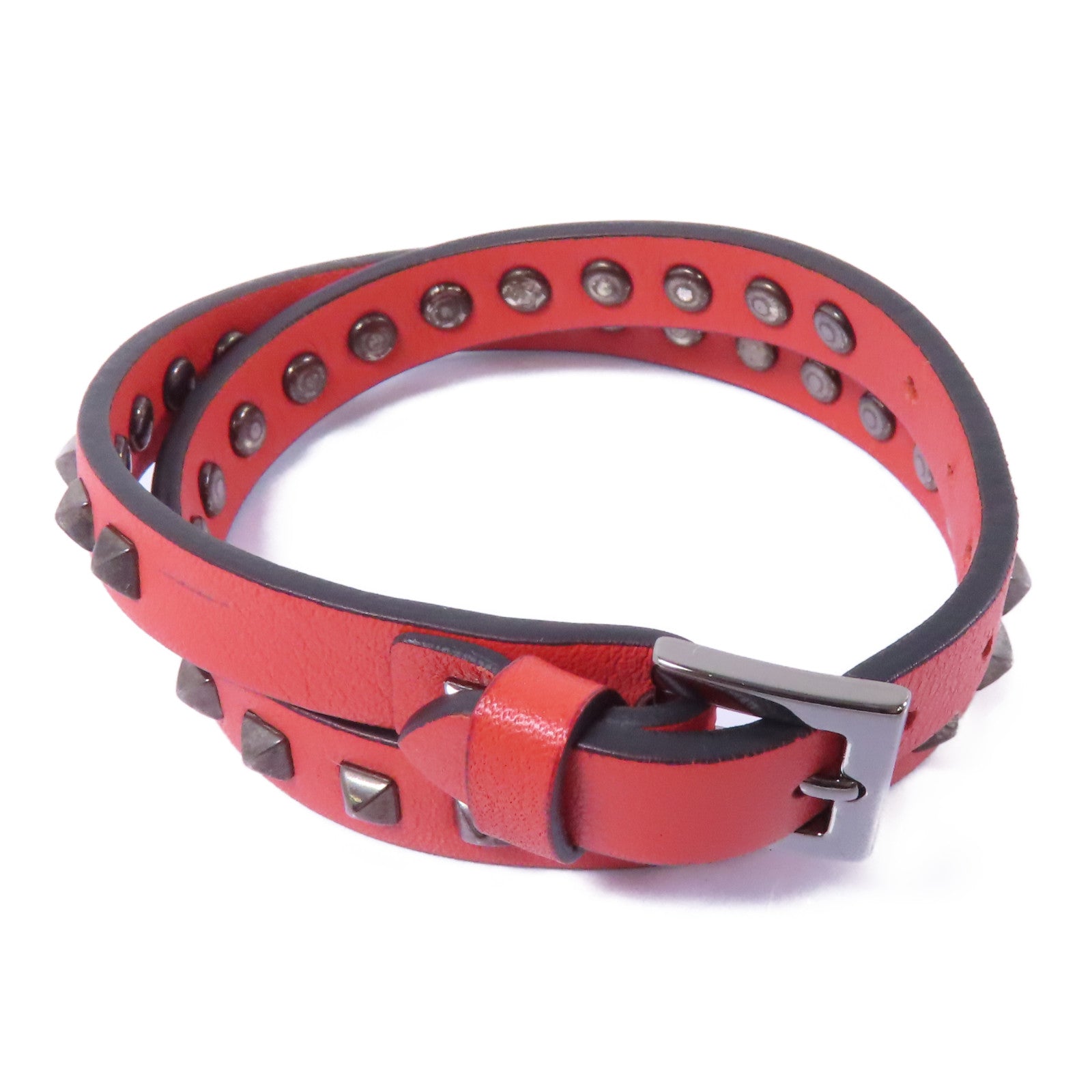 Valentino 【激減優惠】牛皮皮革Bracelet手鏈紅色