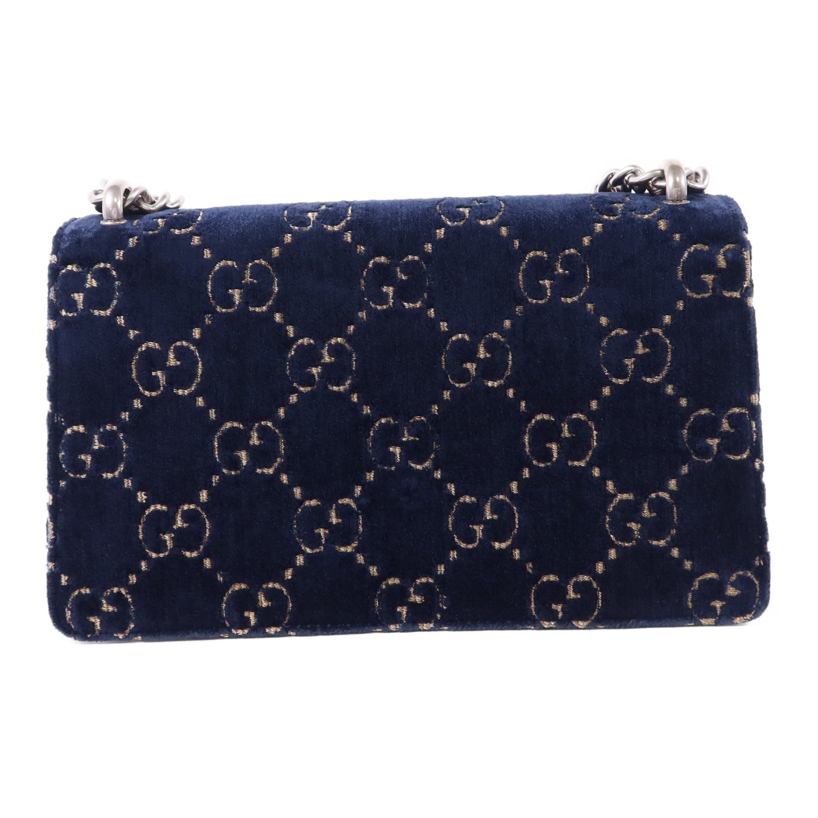 GUCCI 天鵝絨Dionysus Shoulder Bag銀扣鏈帶肩背袋