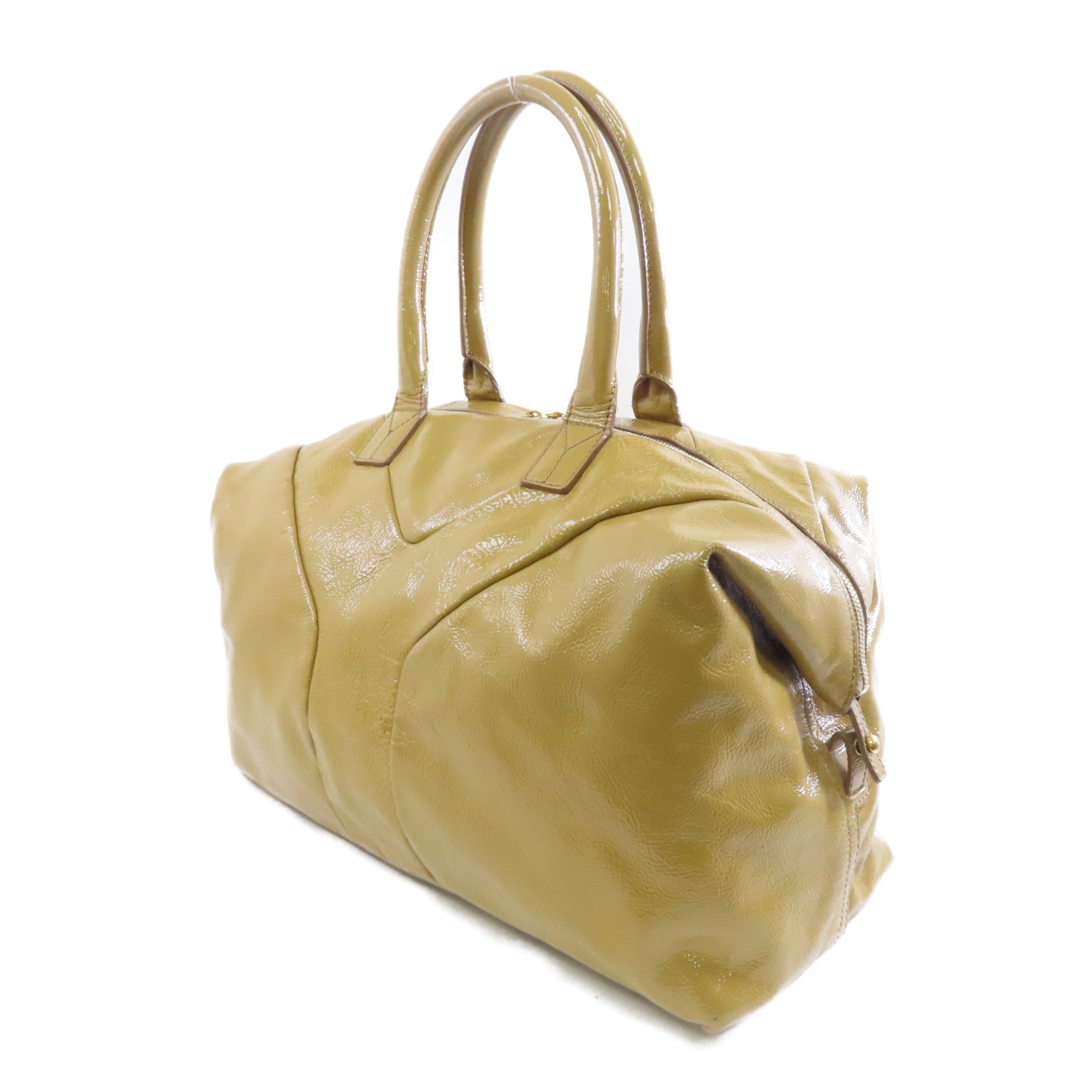 YVES SAINT LAURENT 【激減優惠】漆皮皮革Shoulder Bag金扣肩背袋棕色