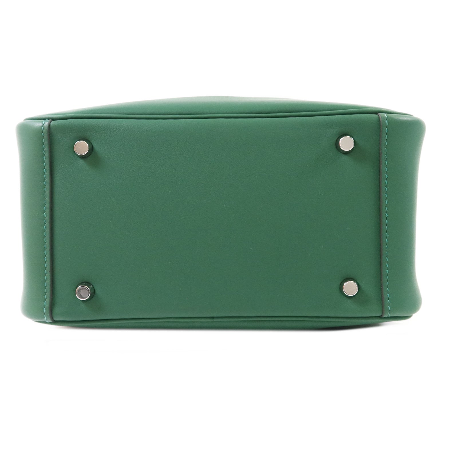 HERMES Swift皮革Mini Lindy銀扣手挽肩背兩用袋Vert Moyen