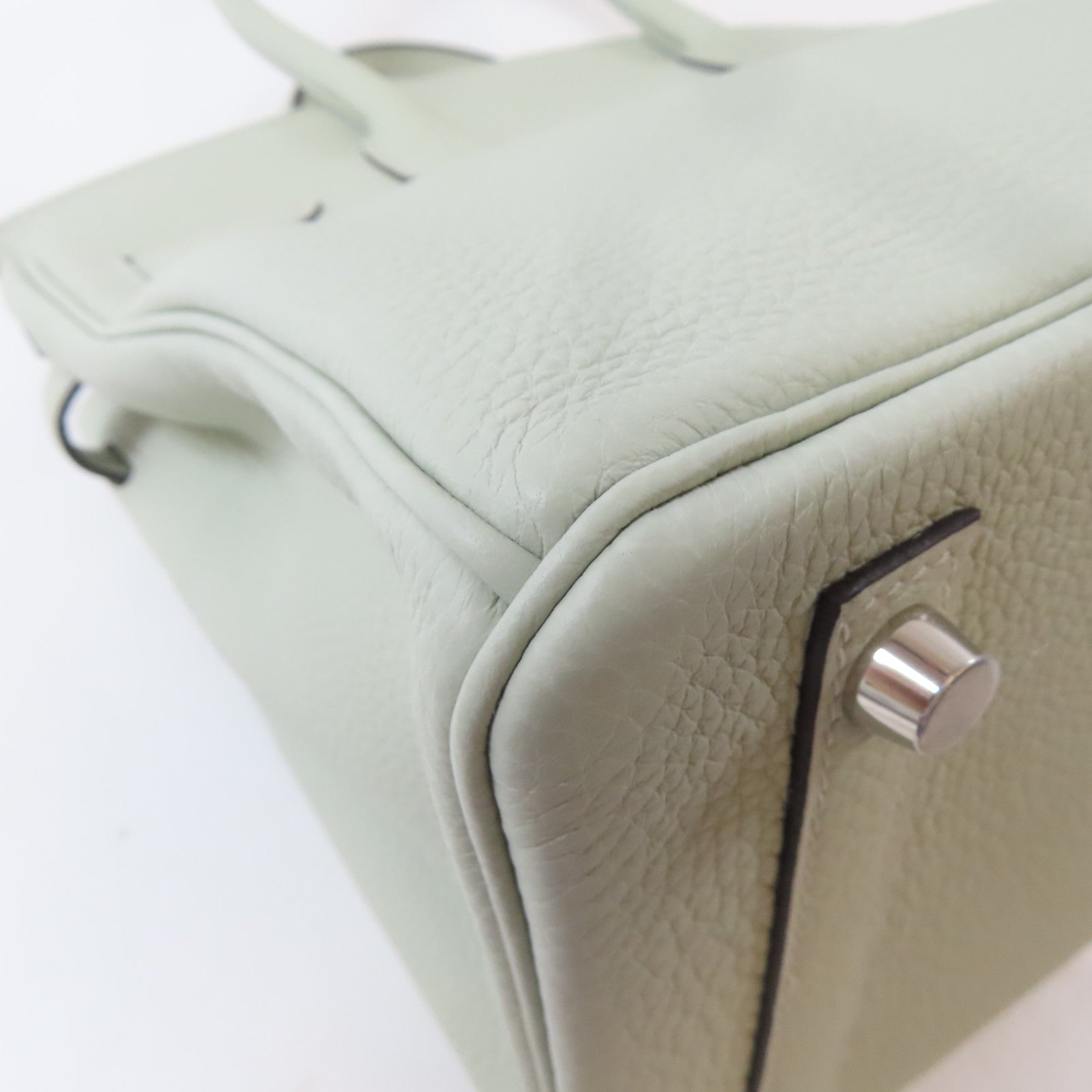 HERMES Togo皮革Birkin 30銀扣手挽袋Gris Neve/淺綠色