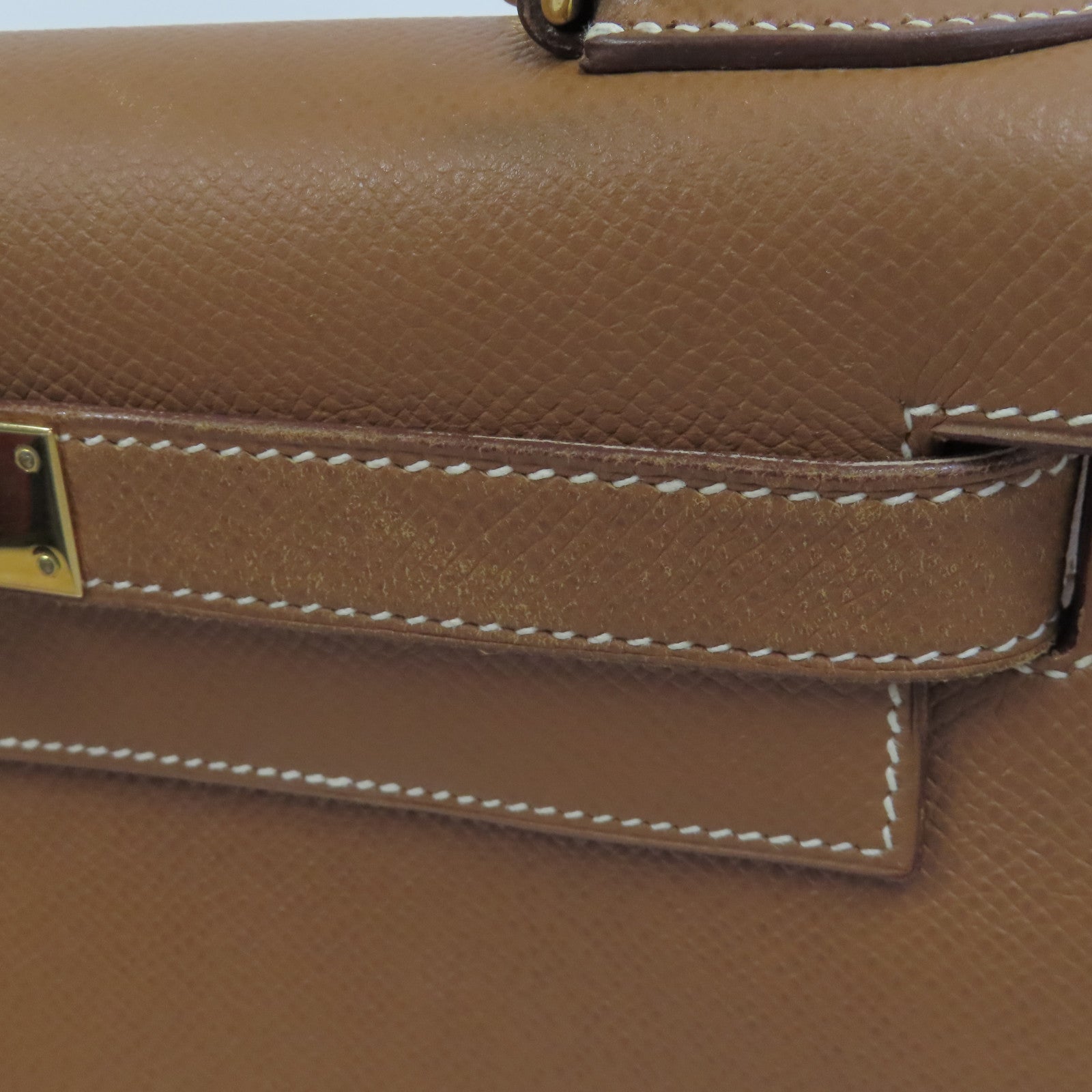 HERMES Courchevel皮革Kelly 28手挽肩背兩用袋Gold/金色