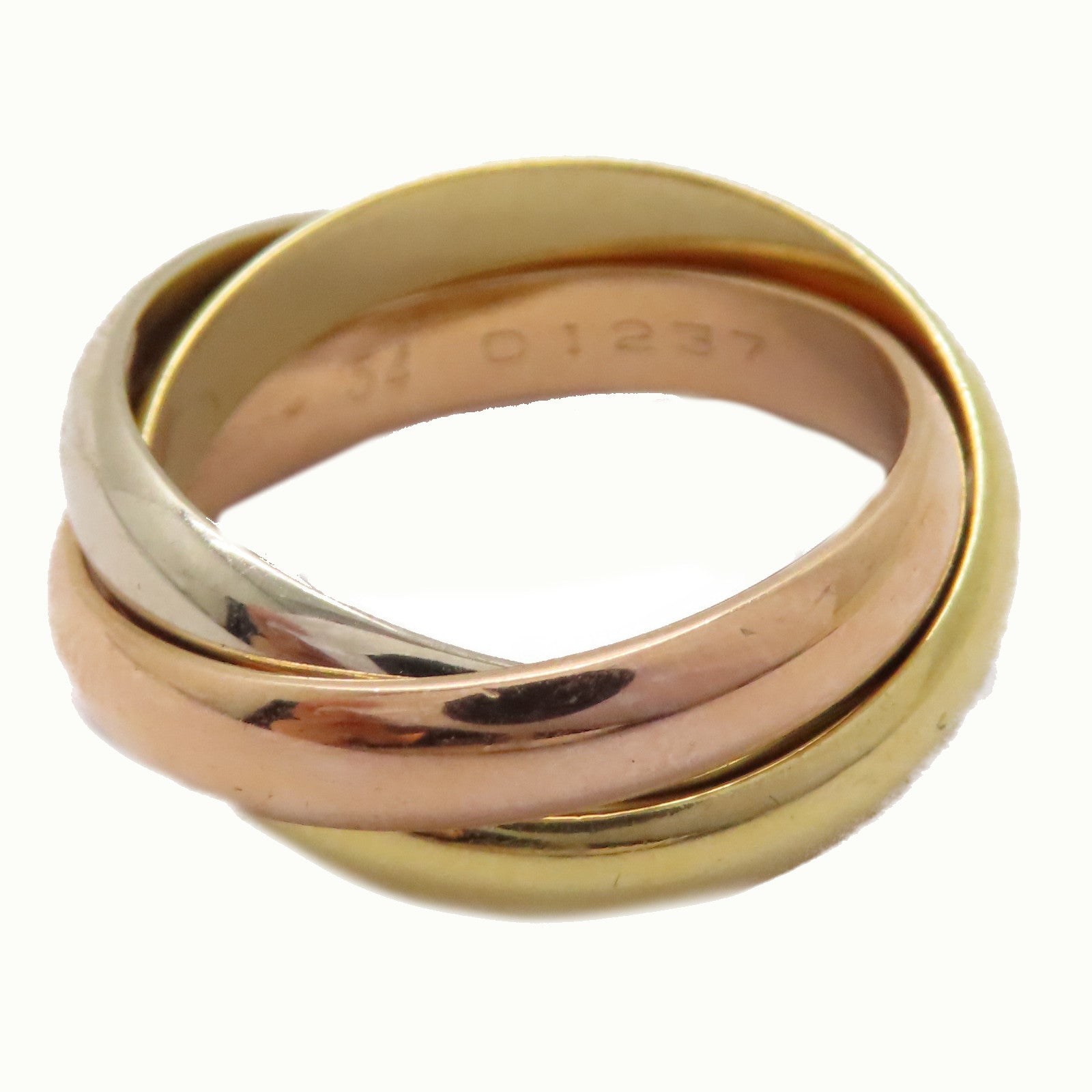 CARTIER 【激減優惠】18K黃金/白金/玫瑰金Trinity Ring戒指US#6.75/Cartier#54