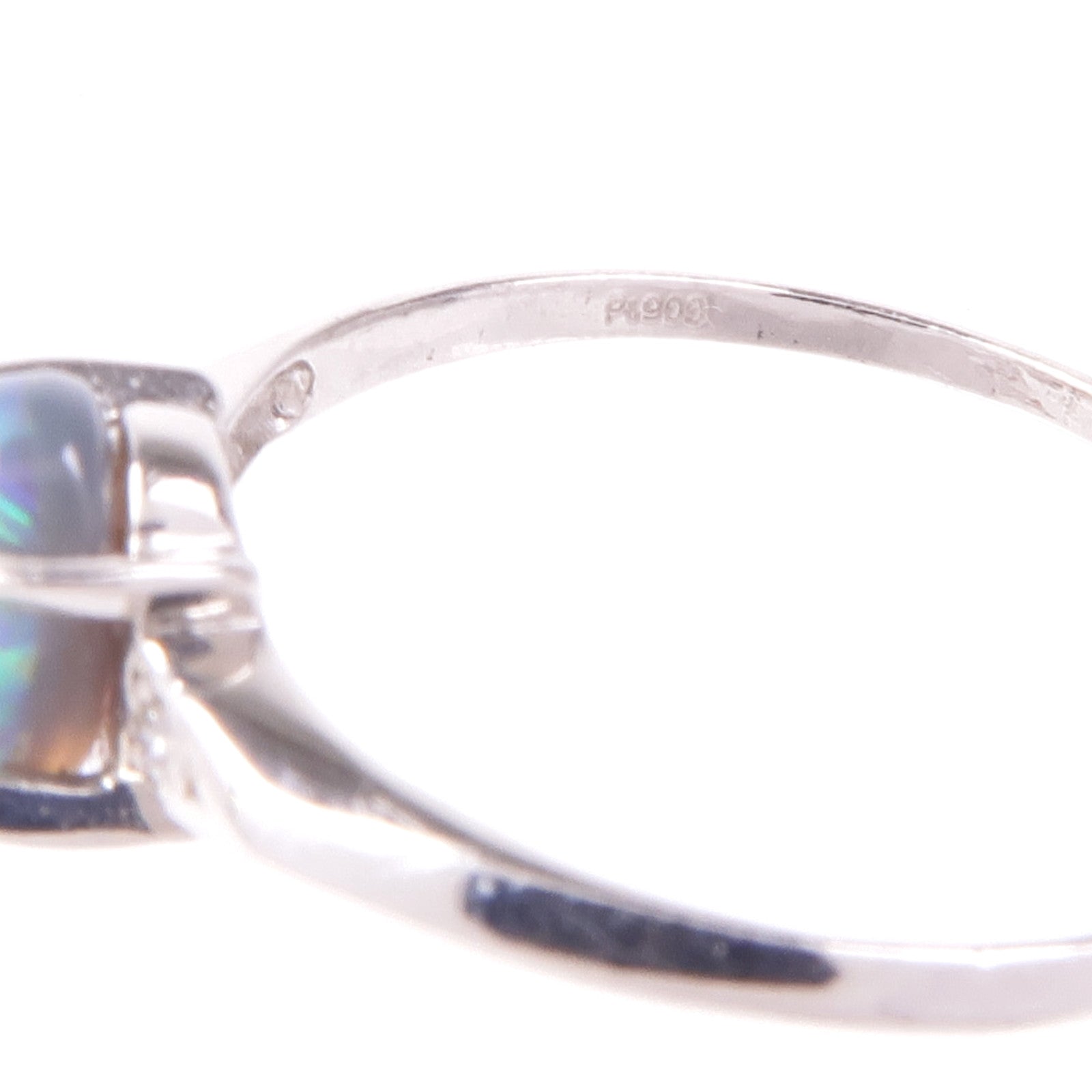 JEWELRY PT900鉑金Opal Diamond Ring蛋白石/鑽石戒指US#6.5