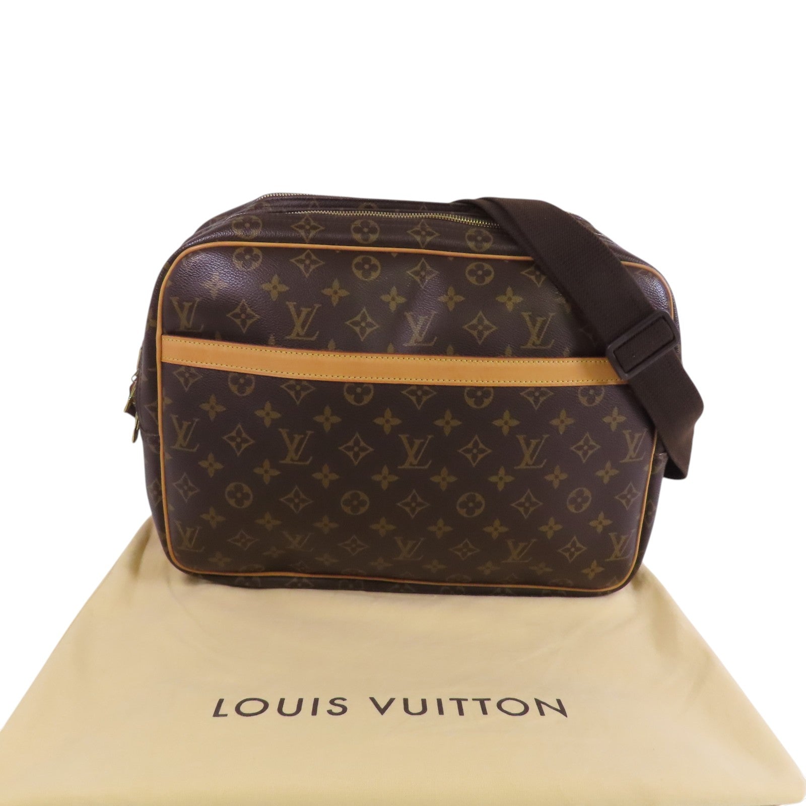 LOUIS VUITTON Monogram Reporter GM金扣肩背袋