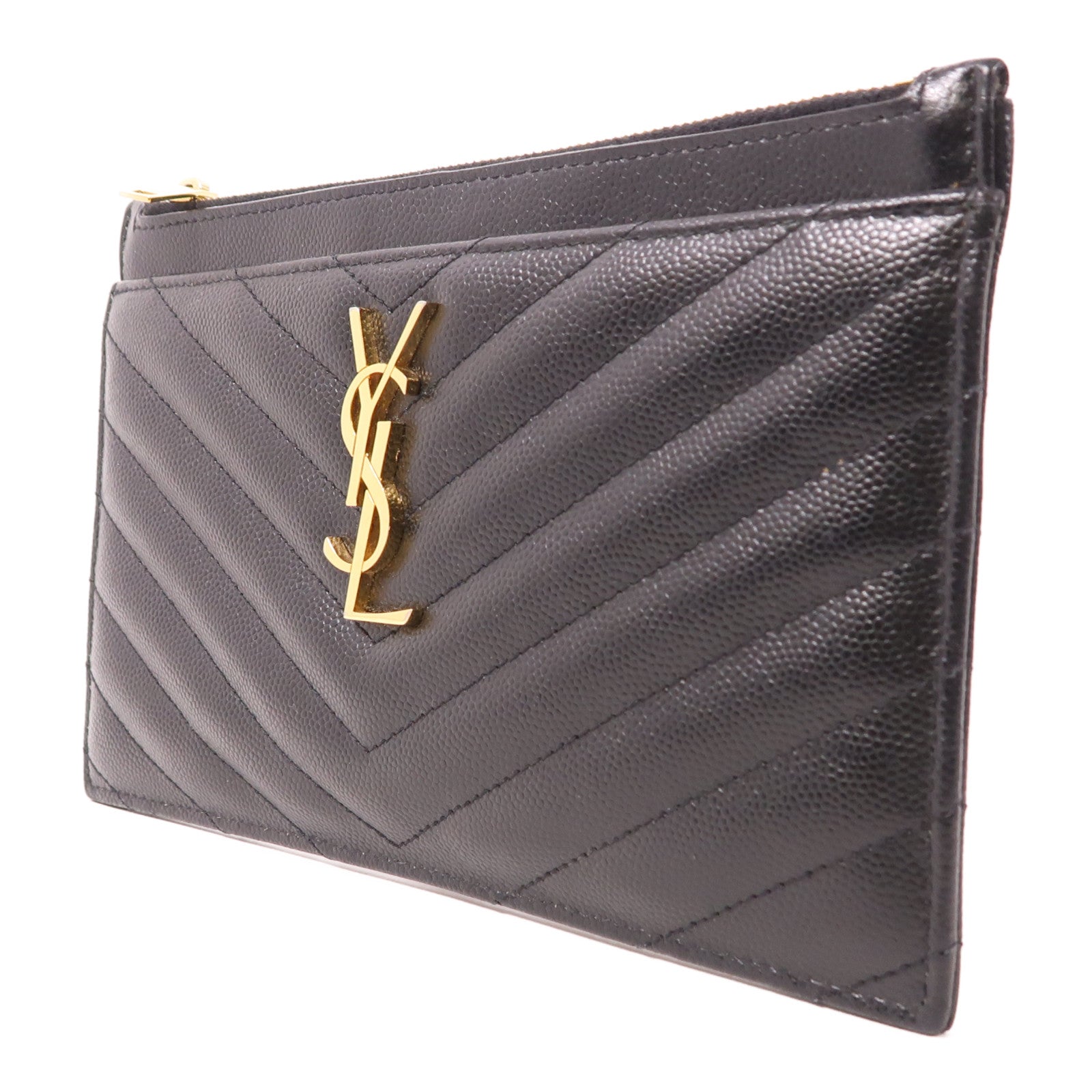SAINT LAURENT 牛皮皮革Pouch金扣手拿包