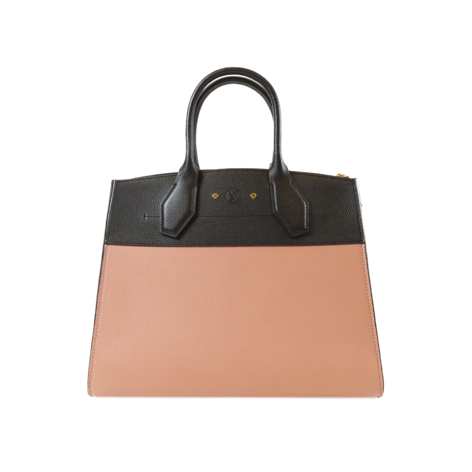 LOUIS VUITTON **【激減優惠】Taurillon City Steamer MM金扣手挽肩背兩用袋粉紅色/黑色