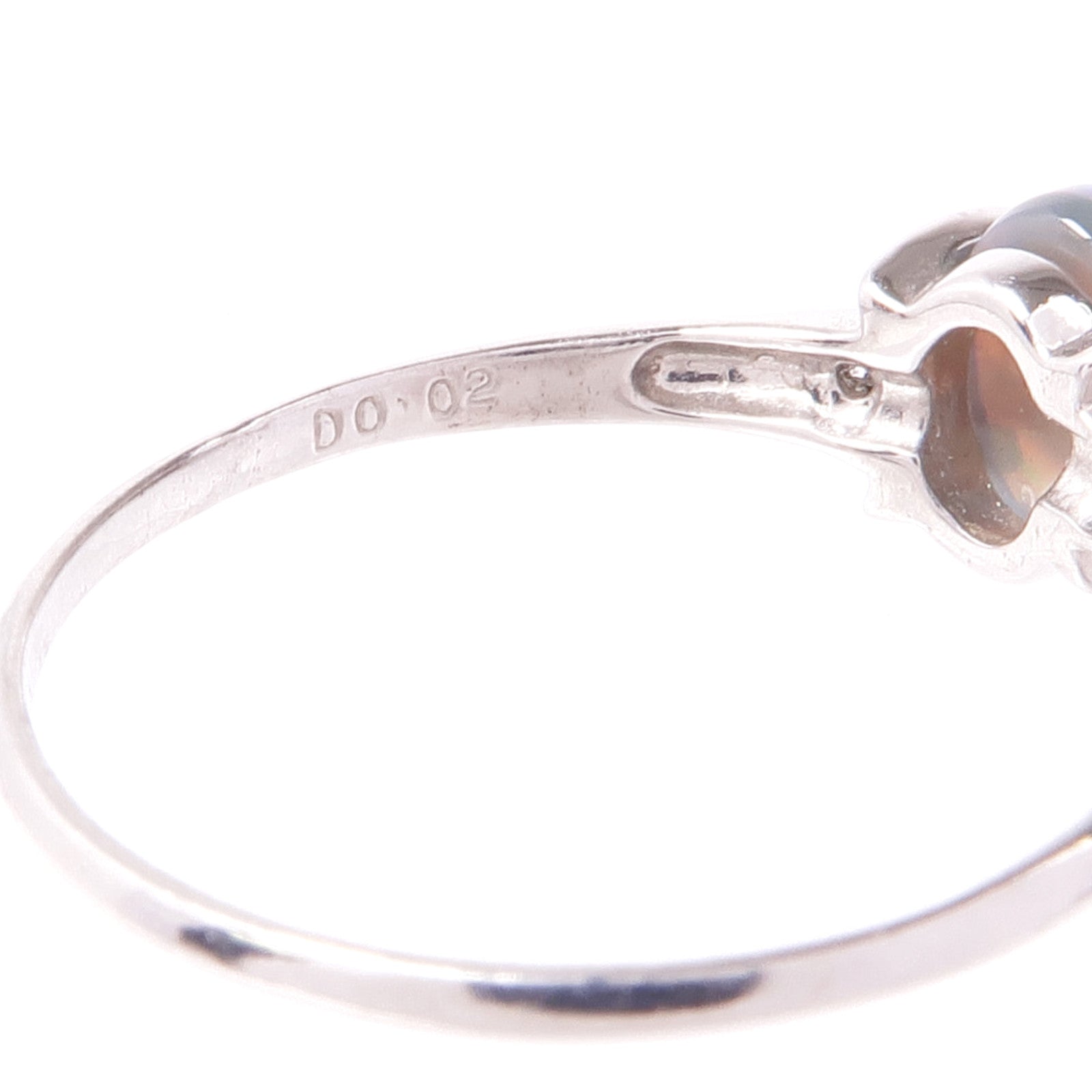 JEWELRY 【激減優惠】PT900鉑金Opal Diamond Ring蛋白石/鑽石戒指US#6.5