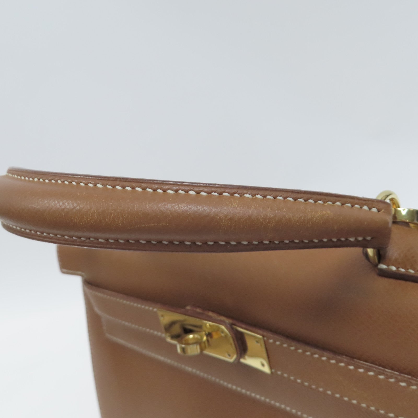 HERMES Courchevel皮革Kelly 28手挽肩背兩用袋Gold/金色