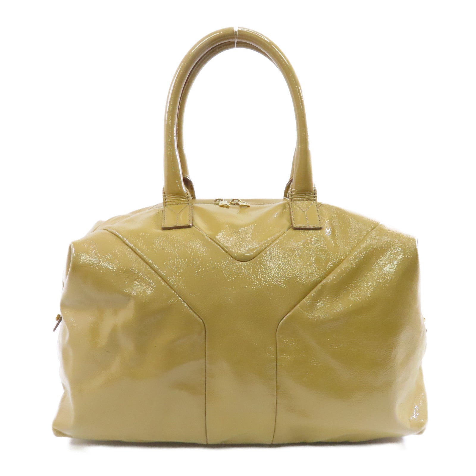 YVES SAINT LAURENT 【激減優惠】漆皮皮革Shoulder Bag金扣肩背袋棕色