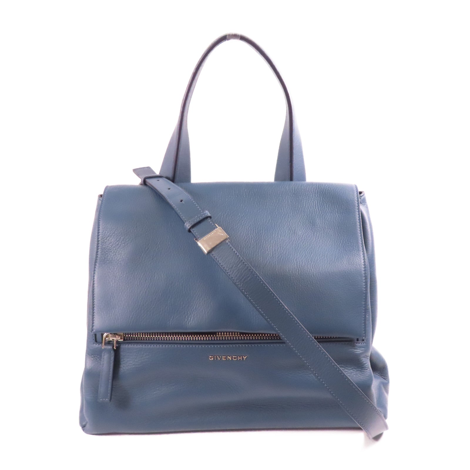 GIVENCHY SHW 2 Way Shoulder Hand Bag Calfskin Leather Blue