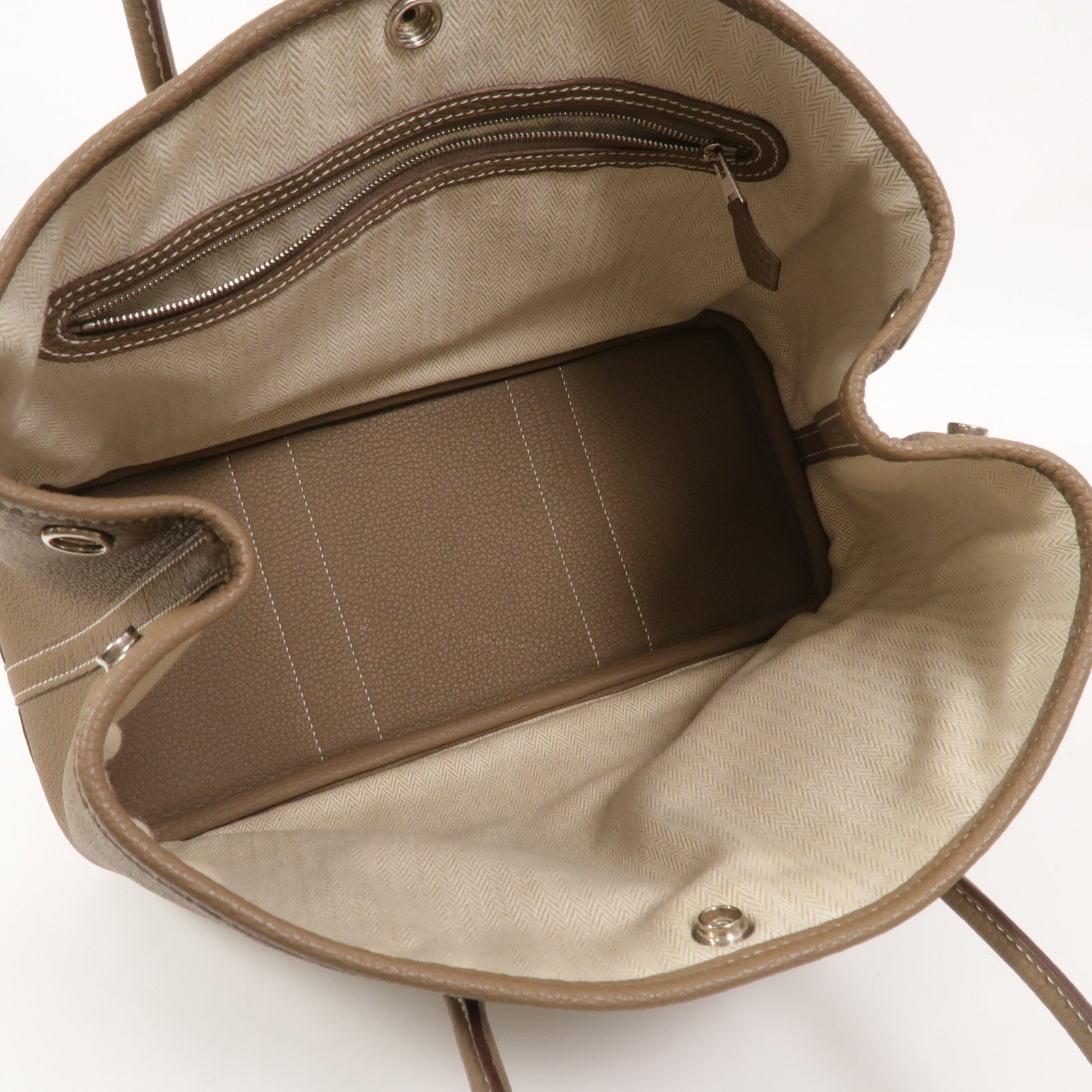 HERMES Negonda皮革Garden Party TPM手挽袋Etoupe