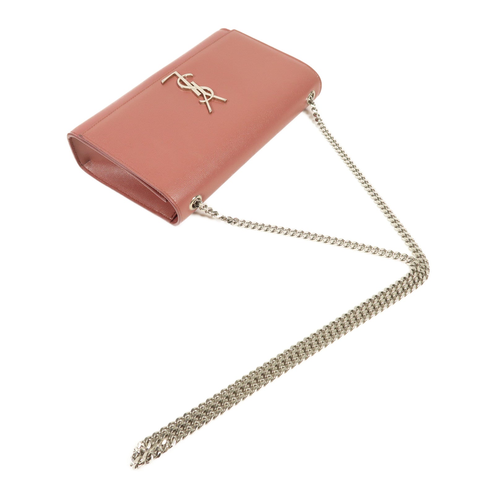 YVES SAINT LAURENT 牛皮皮革Kate銀扣鏈帶肩背袋