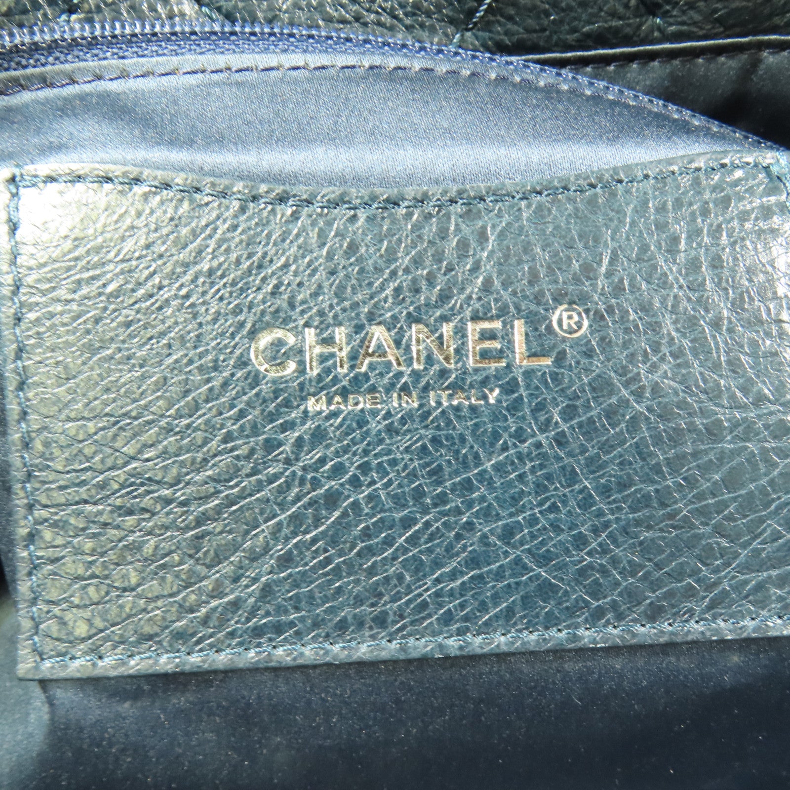 CHANEL 牛皮皮革Tote Bag銀扣肩背袋