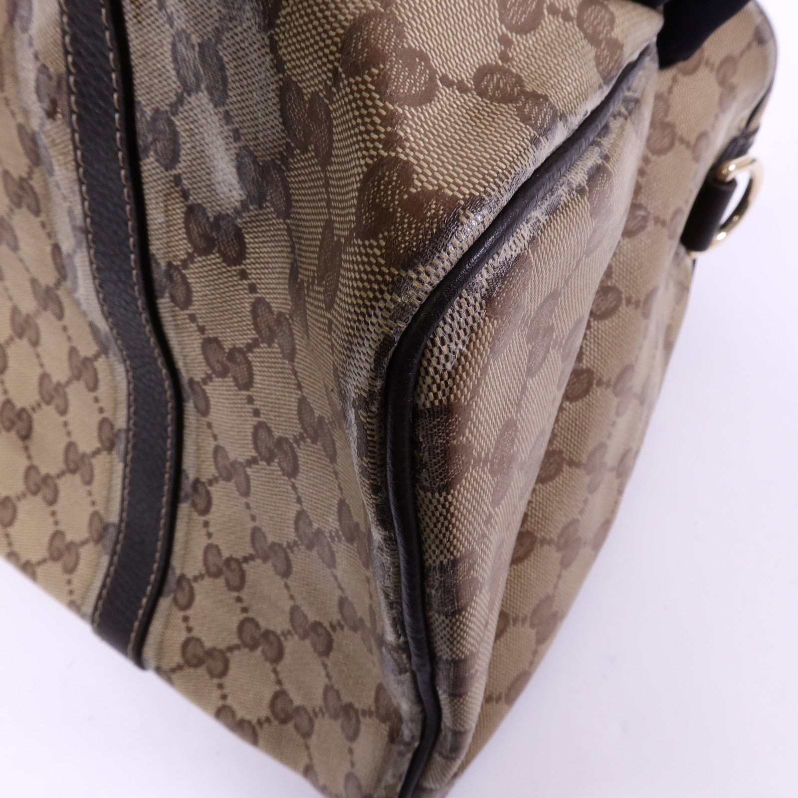 GUCCI 塗層帆布Boston Bag金扣手挽袋