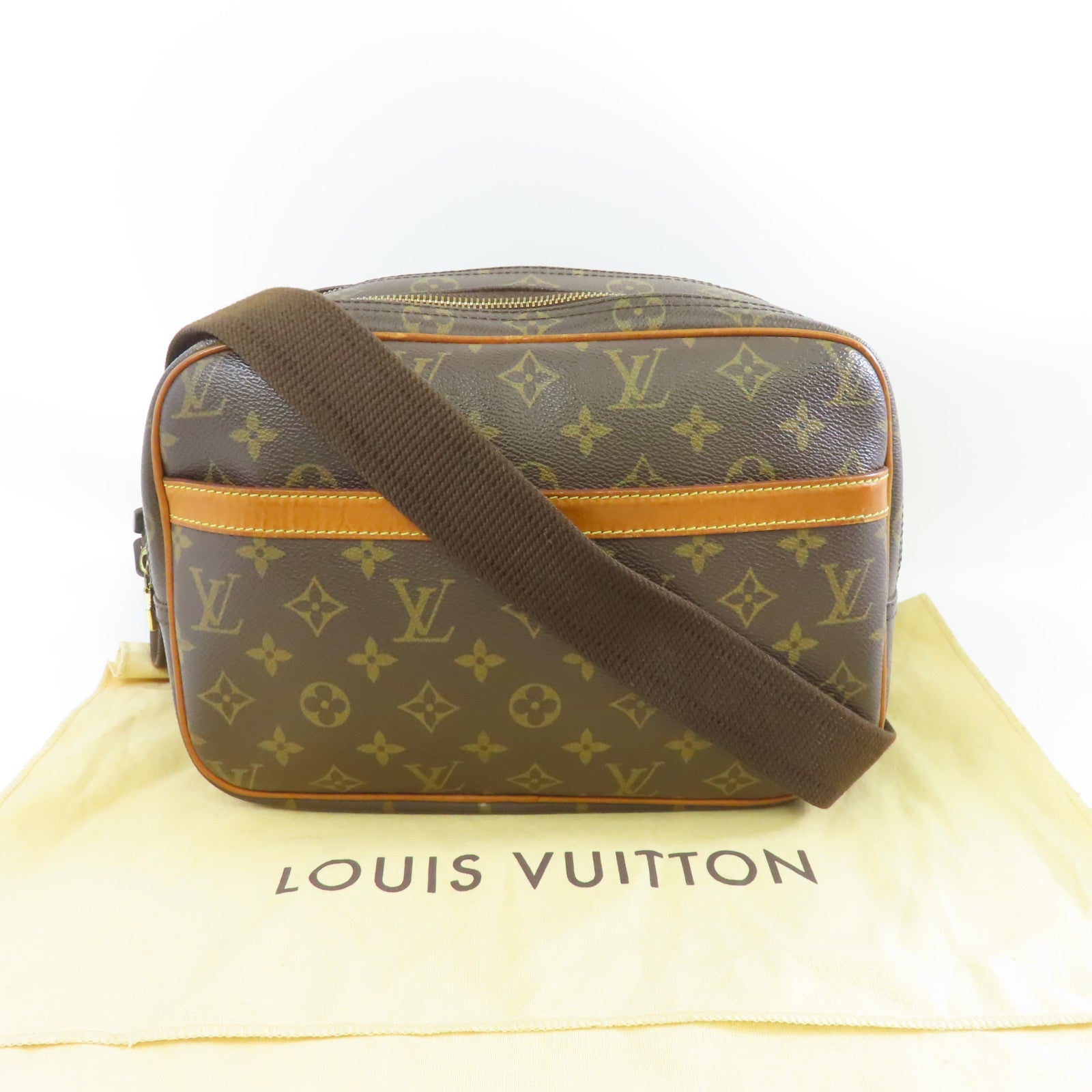 LOUIS VUITTON Monogram Reporter金扣肩背袋啡色