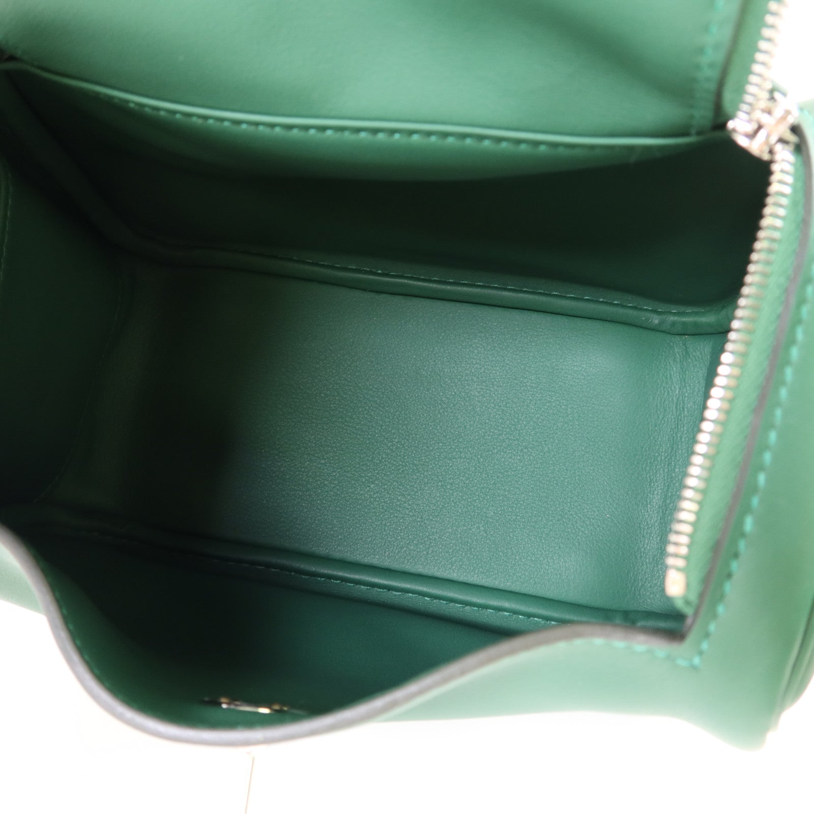 HERMES Swift皮革Mini Lindy銀扣手挽肩背兩用袋Vert Moyen