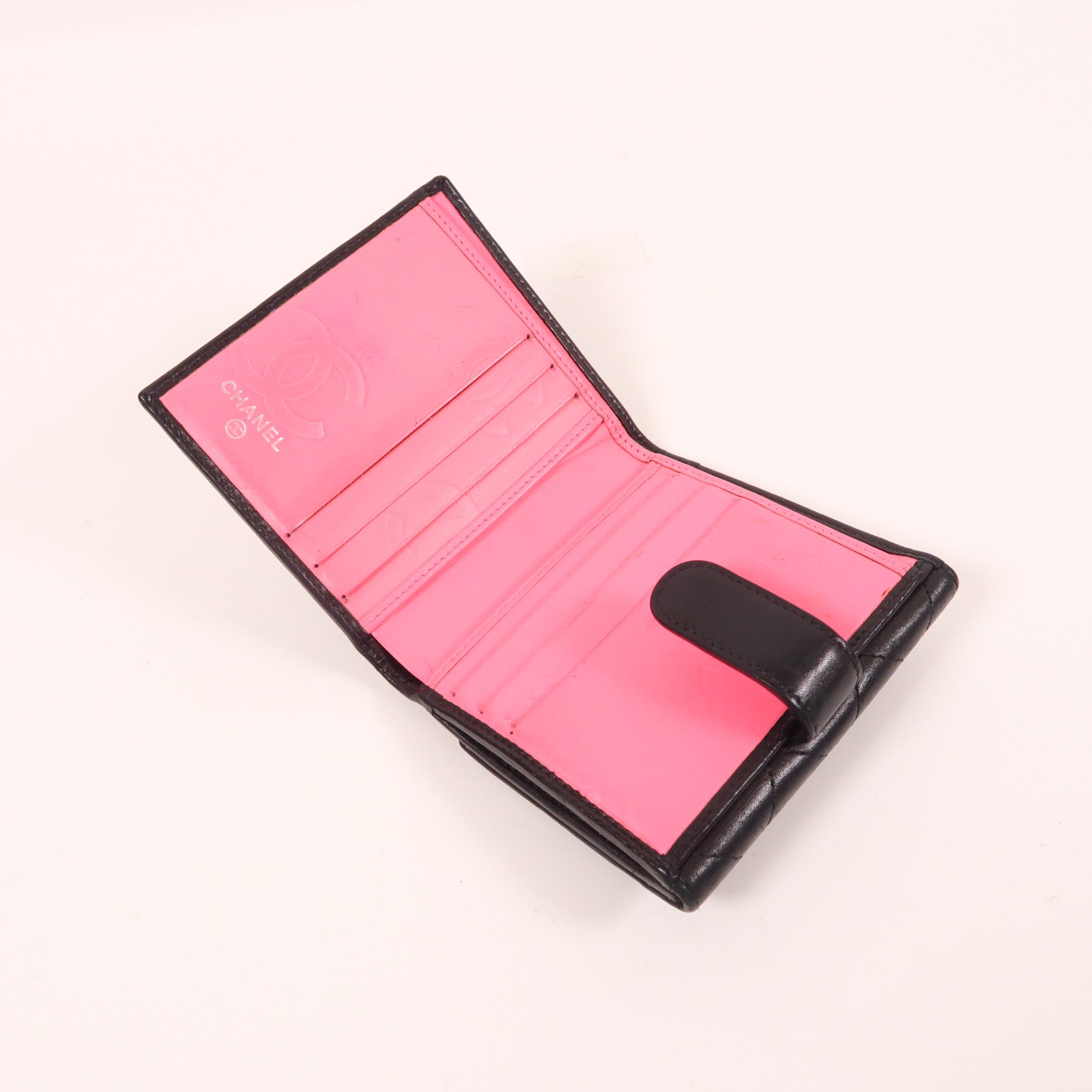 CHANEL 牛皮皮革Cambon Wallet銀扣錢包黑色