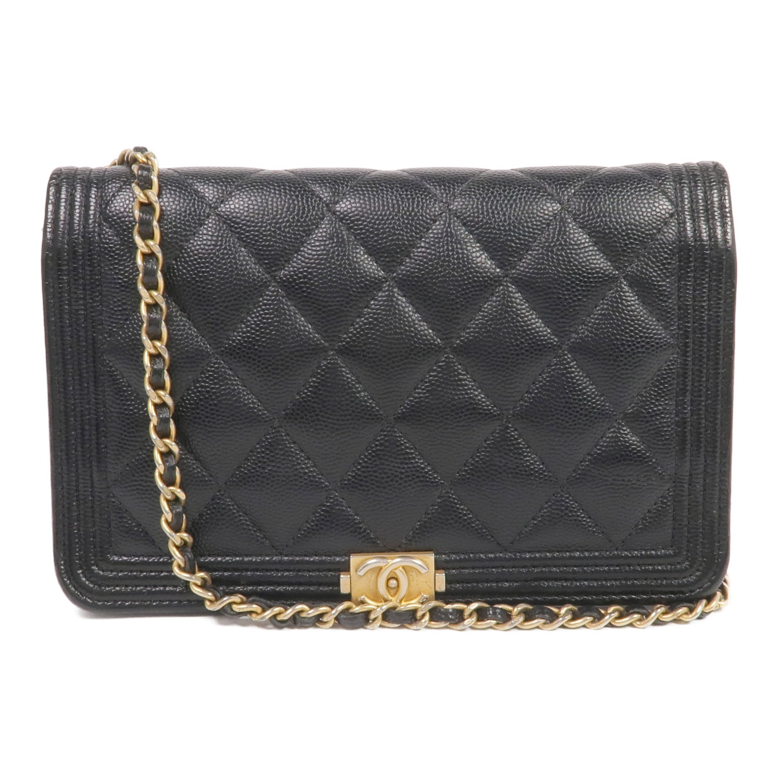 CHANEL 牛皮皮革WOC Wallet On Chain金扣鏈帶肩背袋