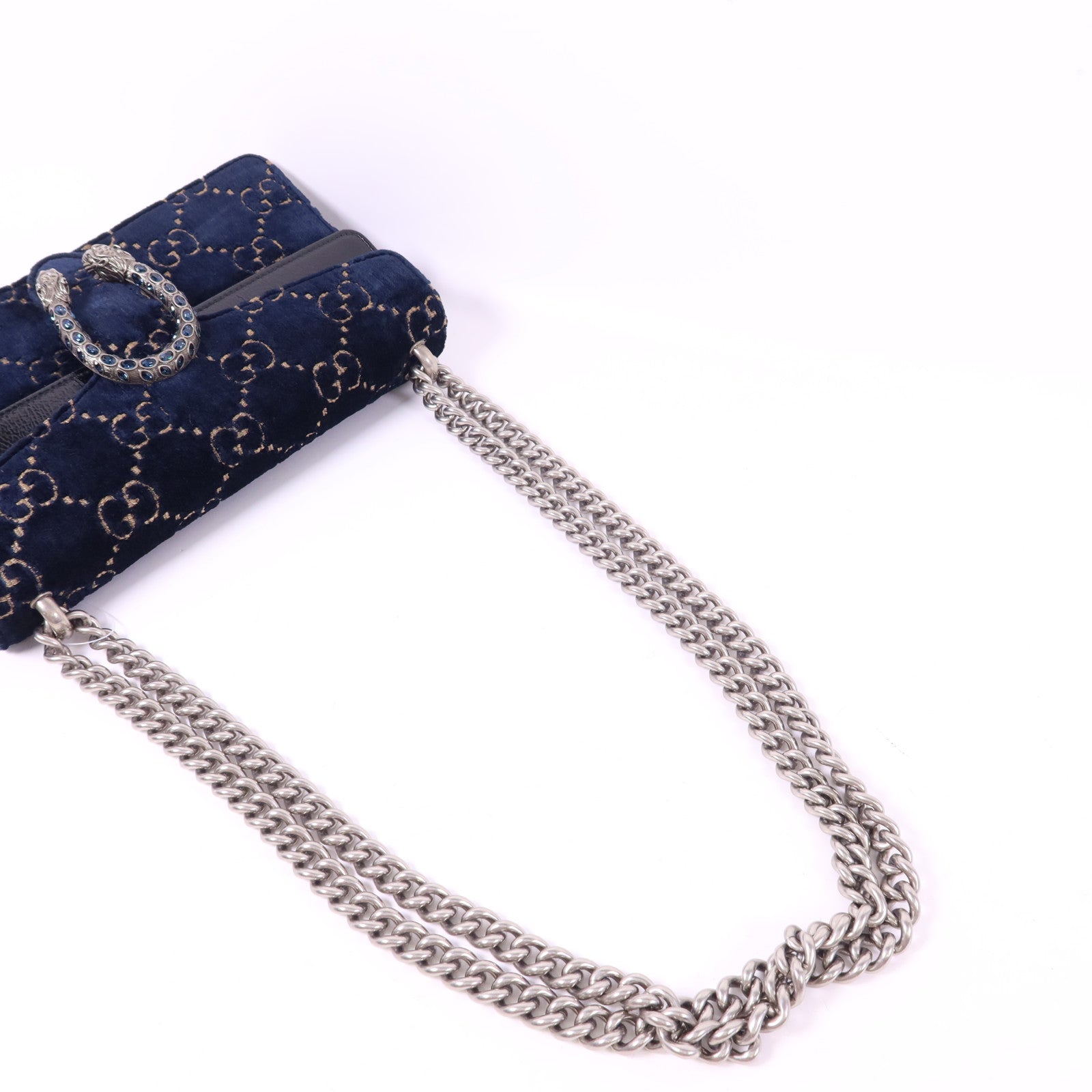 GUCCI 天鵝絨Dionysus Shoulder Bag銀扣鏈帶肩背袋