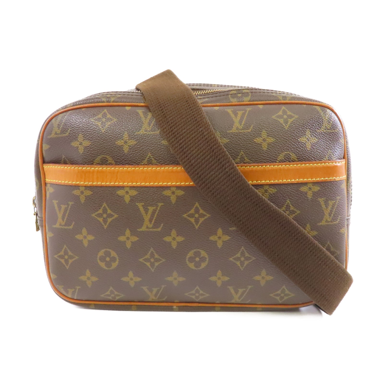 LOUIS VUITTON Monogram Reporter金扣肩背袋啡色