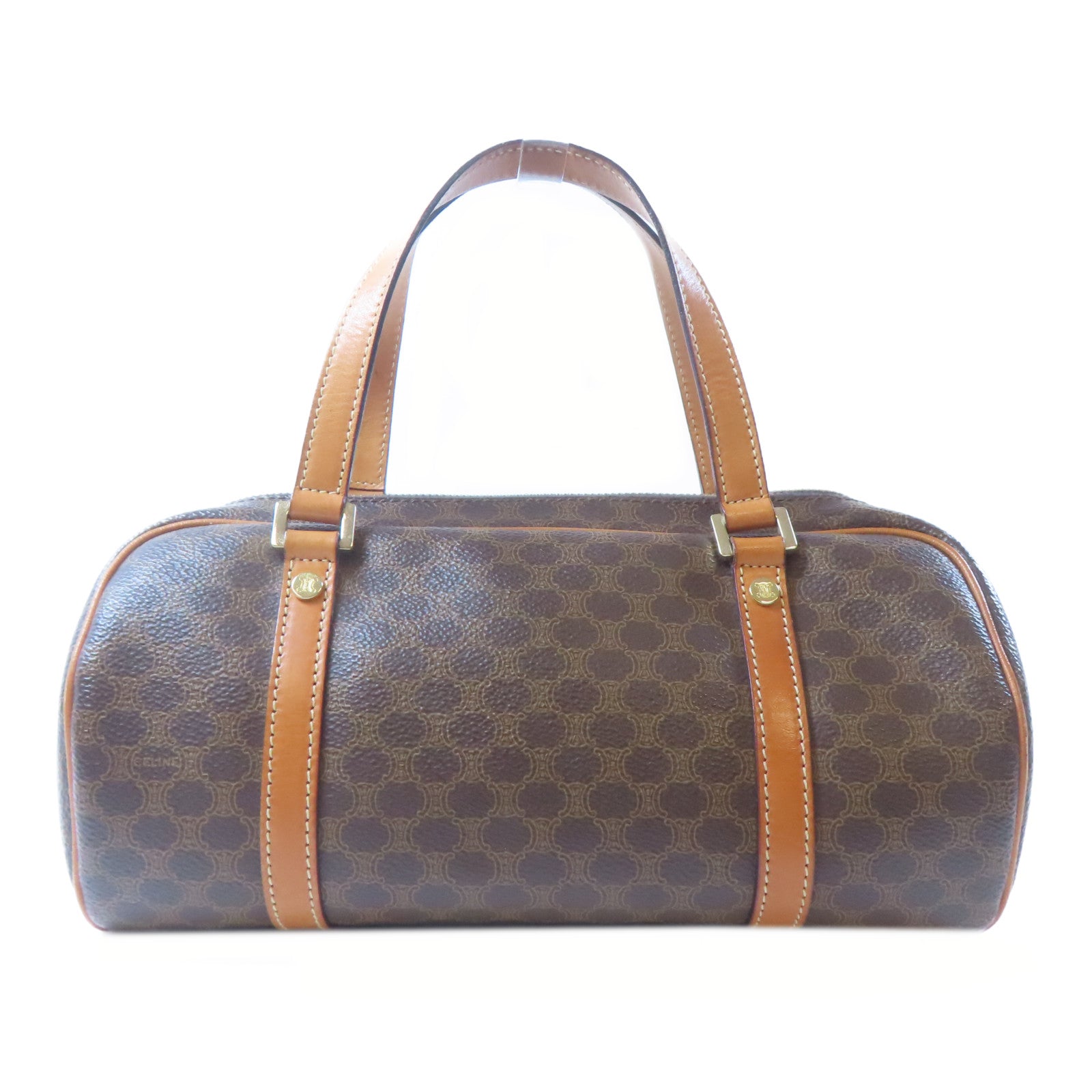 CELINE 塗層帆布Hand Bag金扣手挽袋棕色