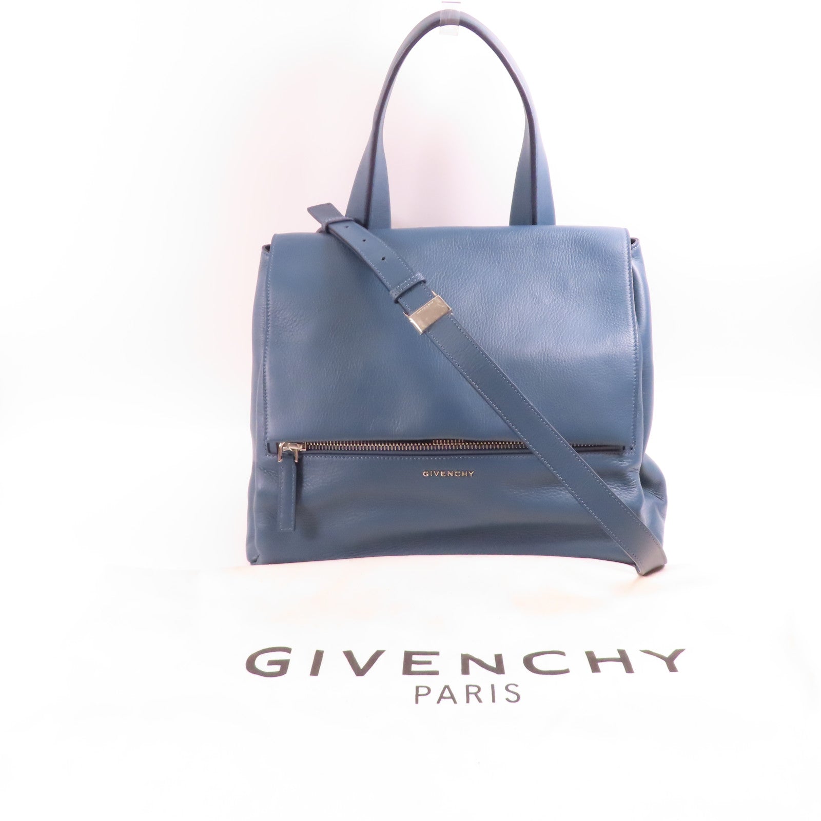 GIVENCHY 牛皮皮革2 Way Shoulder銀扣手挽肩背兩用袋