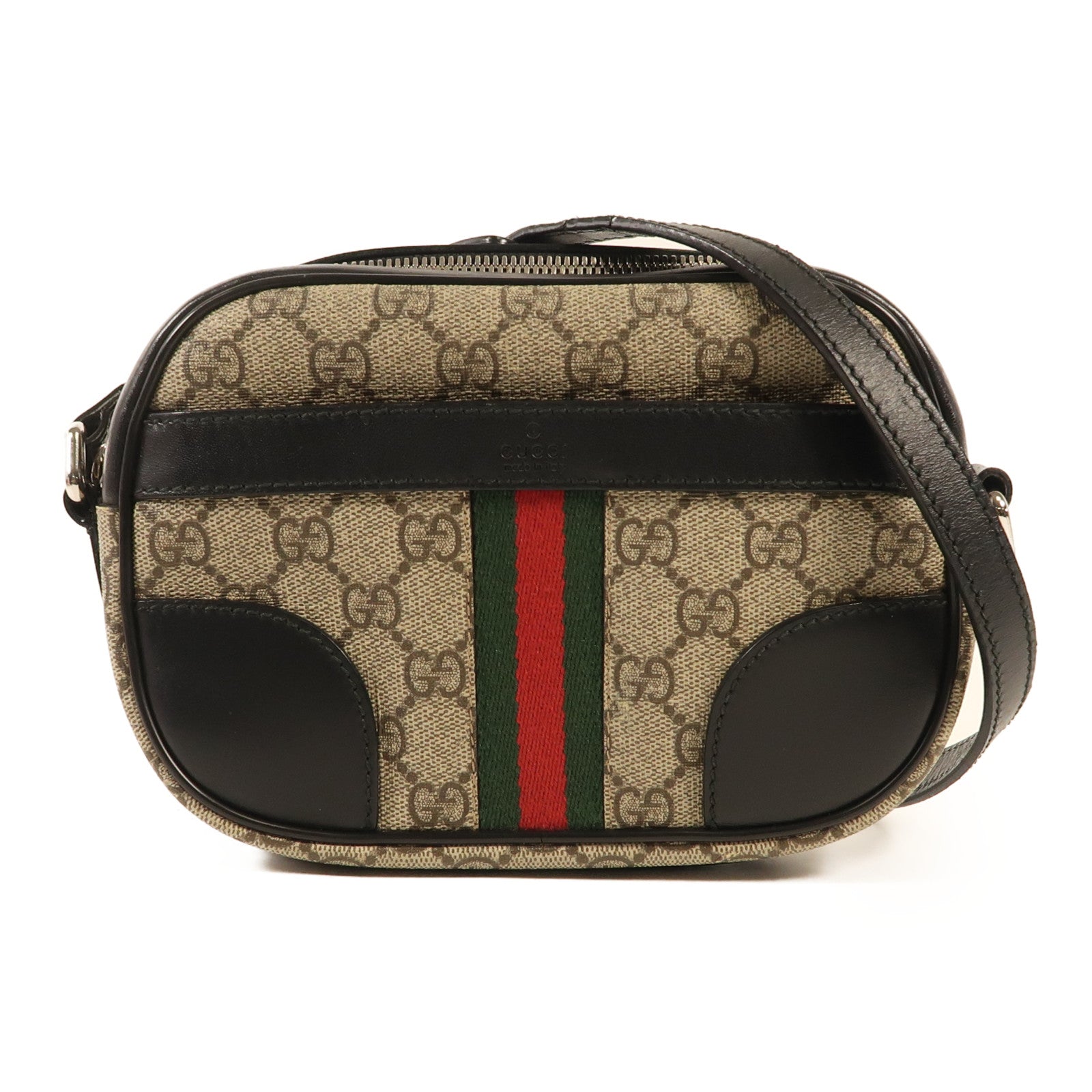 GUCCI 帆布Messenger Bag銀扣肩背袋