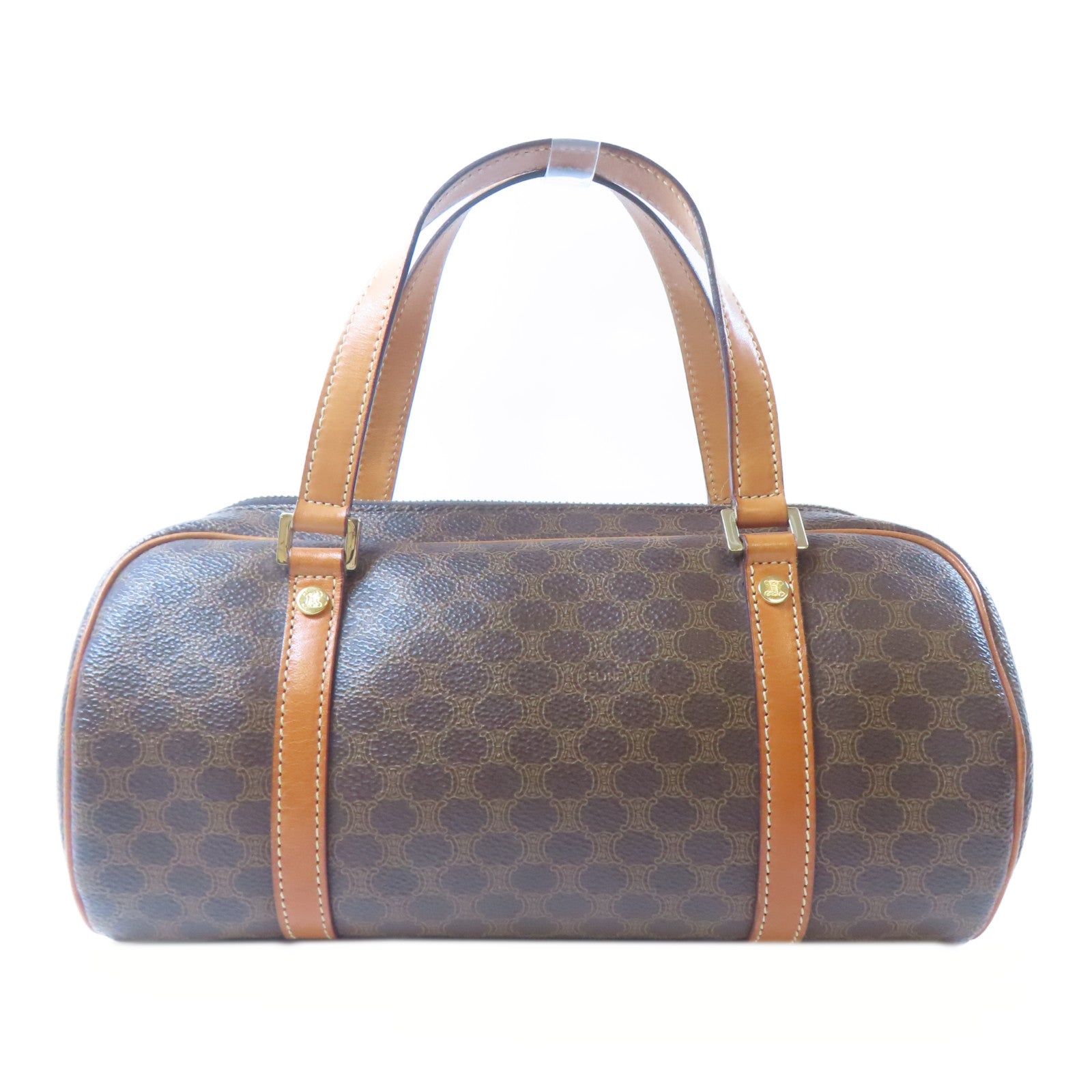 CELINE 塗層帆布Hand Bag金扣手挽袋棕色