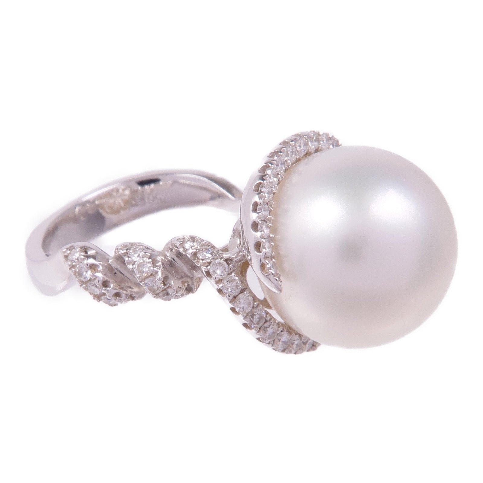 JEWELRY 【激減優惠】18K白金Ring珍珠/鑽石戒指US#6.5
