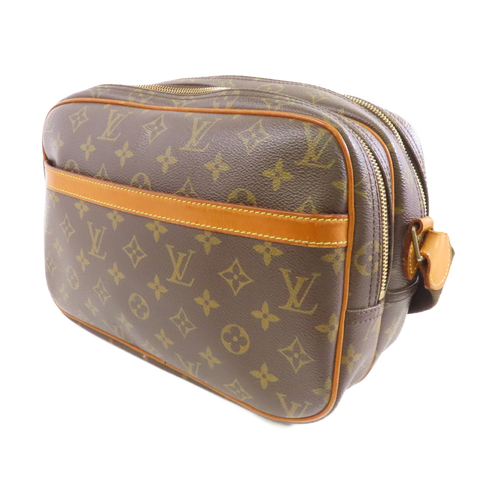 LOUIS VUITTON Monogram Reporter金扣肩背袋啡色