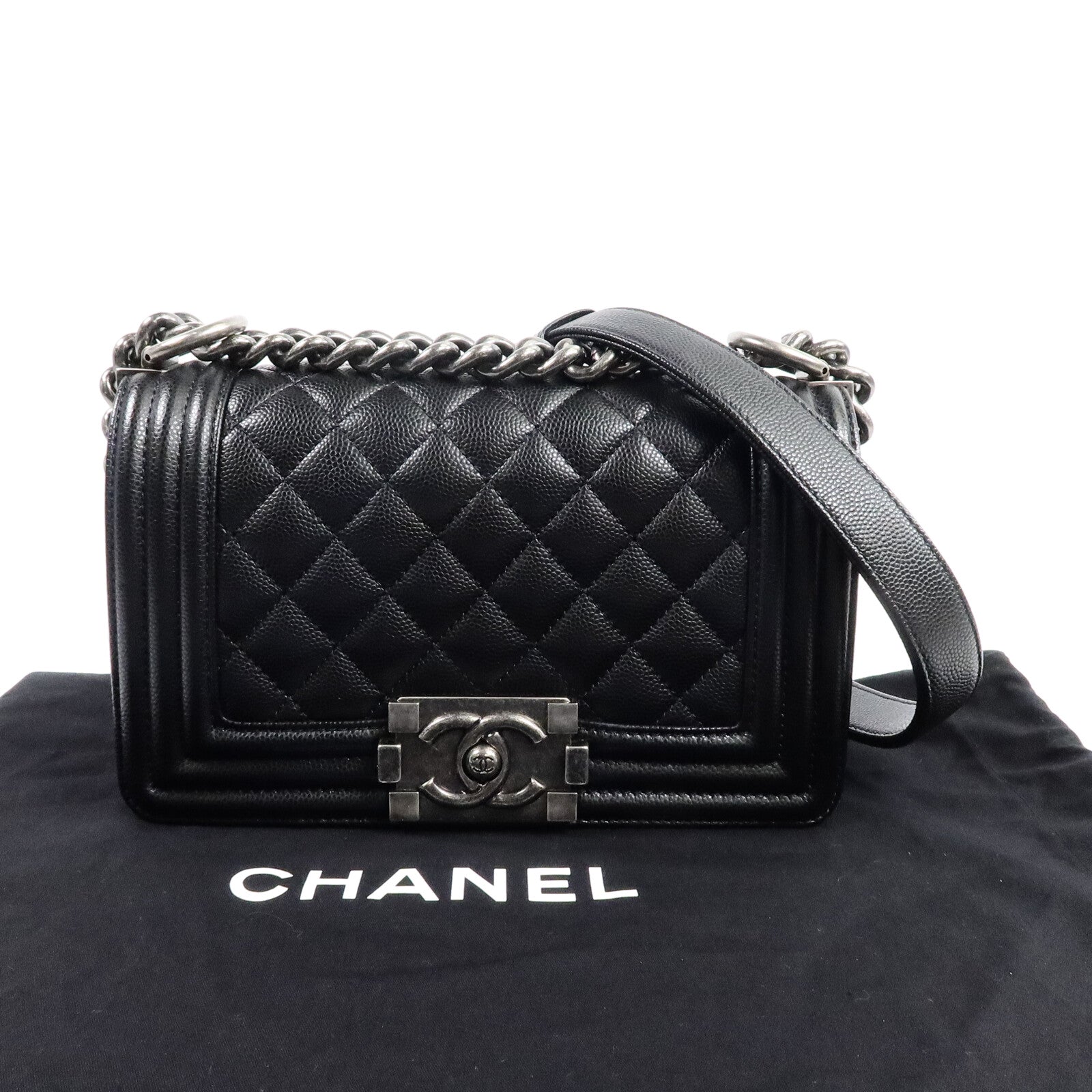 CHANEL 牛皮皮革Boy 20鏈帶肩背袋