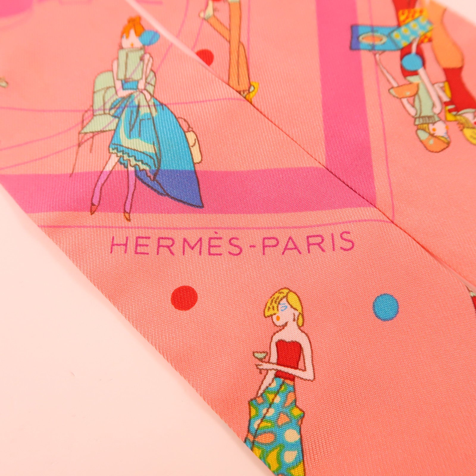 HERMES Twilly Scarf Silk Pink