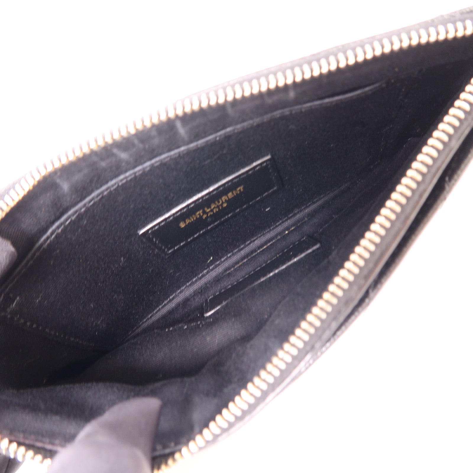 SAINT LAURENT 牛皮皮革Pouch金扣手拿包