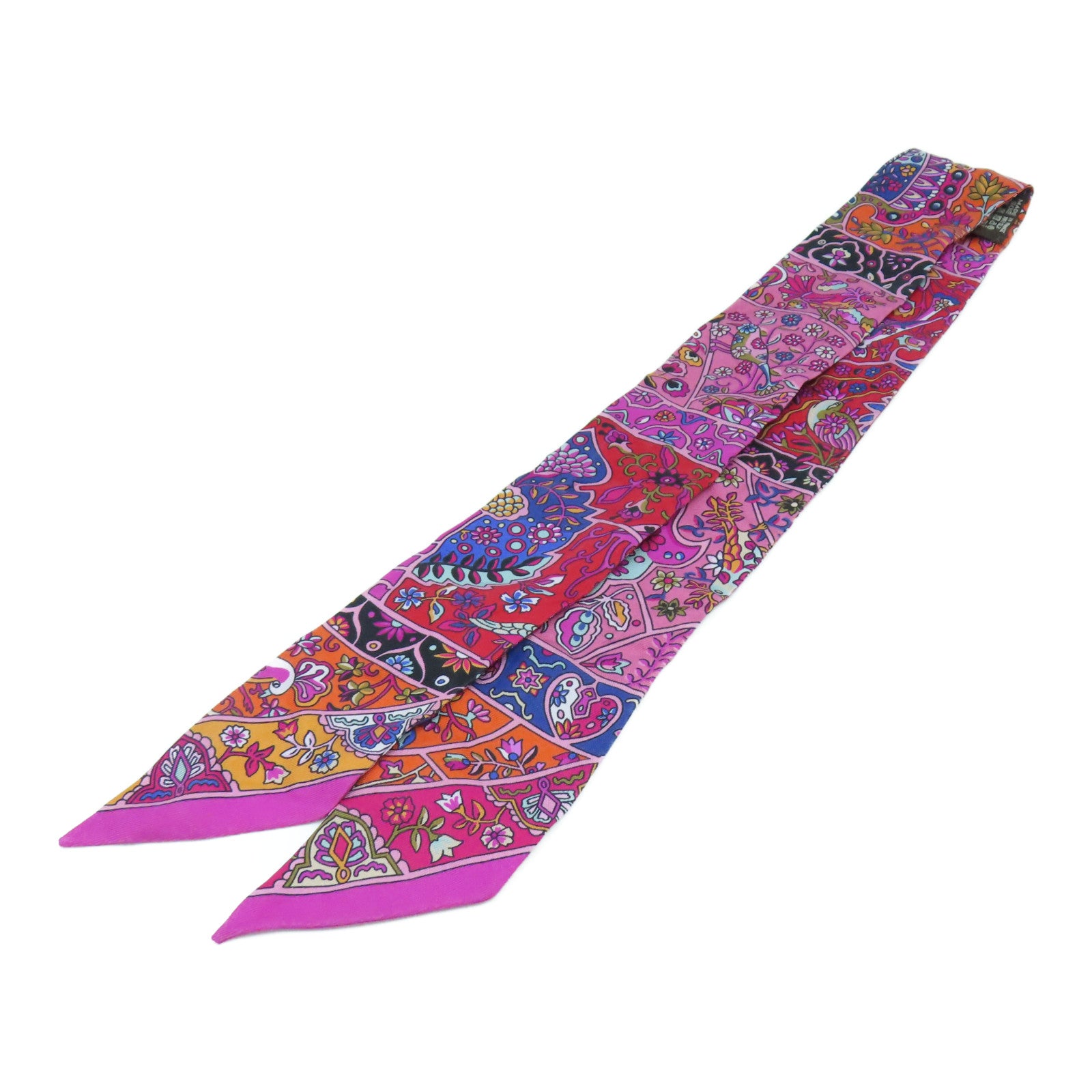 HERMES 【激減優惠】絲質Twilly Scarf絲巾紅色/粉紅色