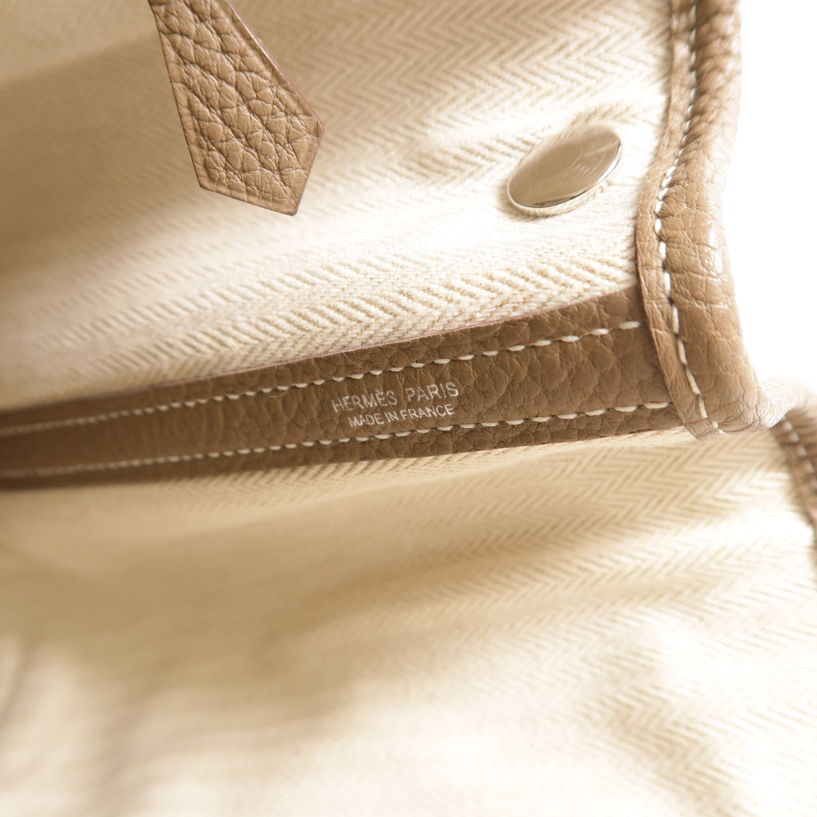HERMES Negonda皮革Garden Party TPM手挽袋Etoupe