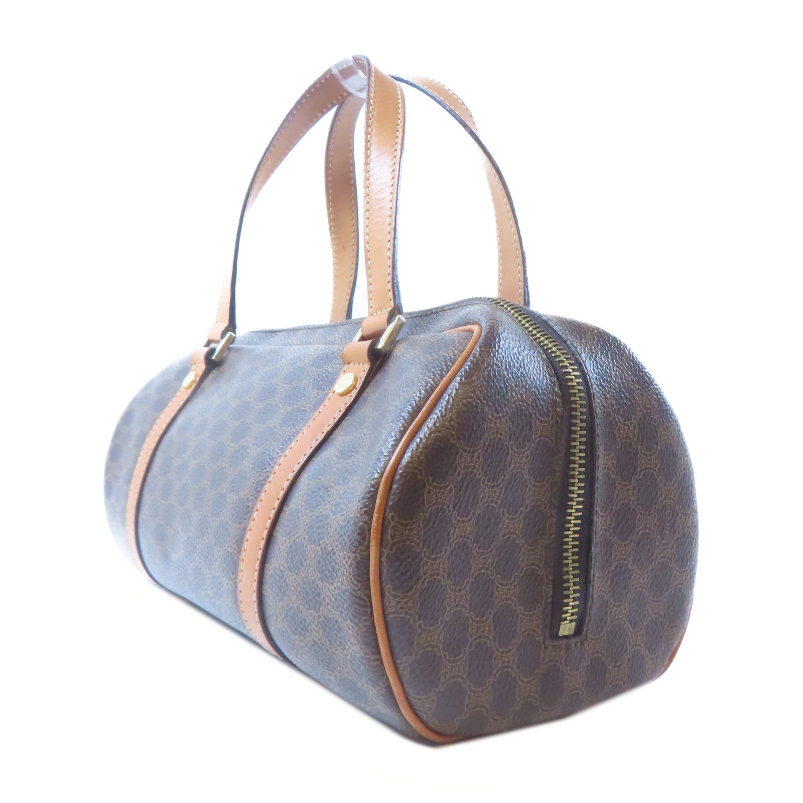 CELINE 塗層帆布Hand Bag金扣手挽袋棕色