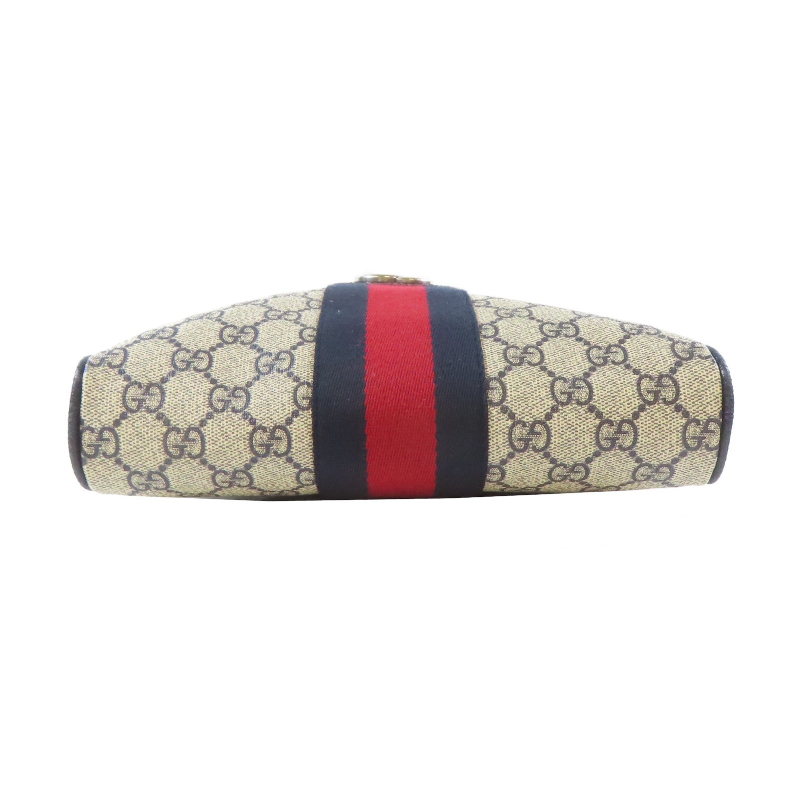 GUCCI 塗層帆布Shoulder Bag銀扣肩背袋啡色/深藍色