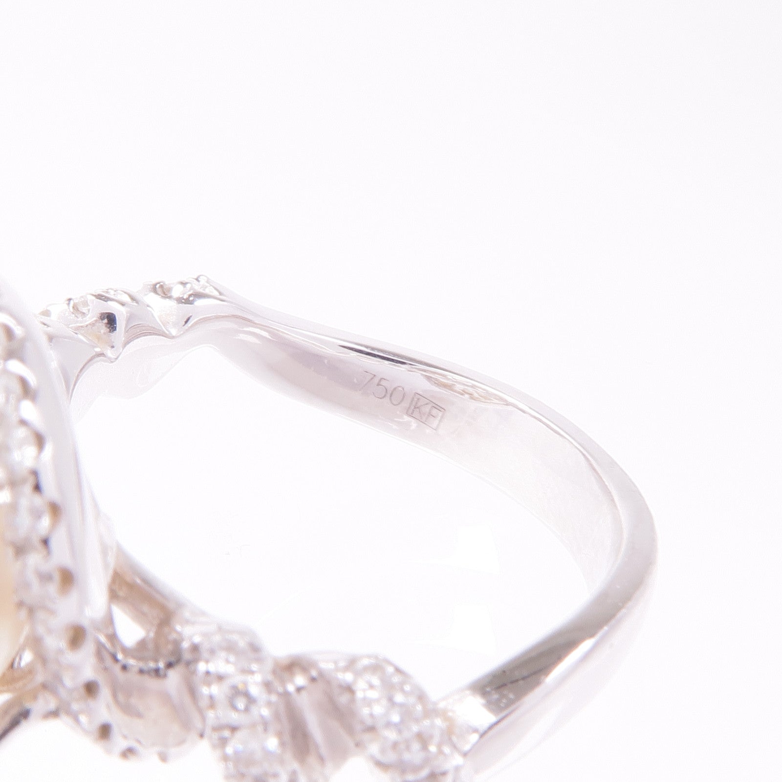 JEWELRY 【激減優惠】18K白金Ring珍珠/鑽石戒指US#6.5