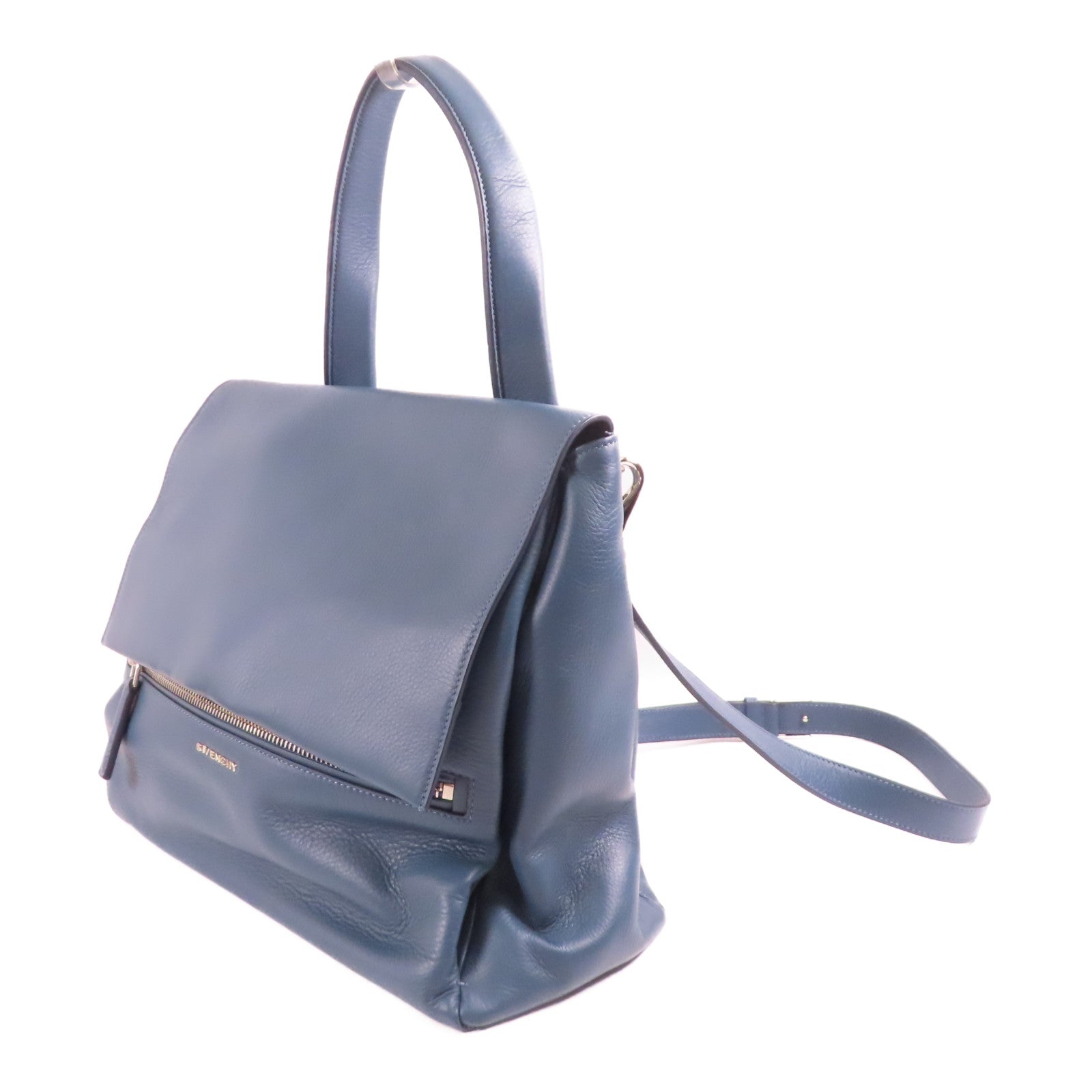 GIVENCHY SHW 2 Way Shoulder Hand Bag Calfskin Leather Blue