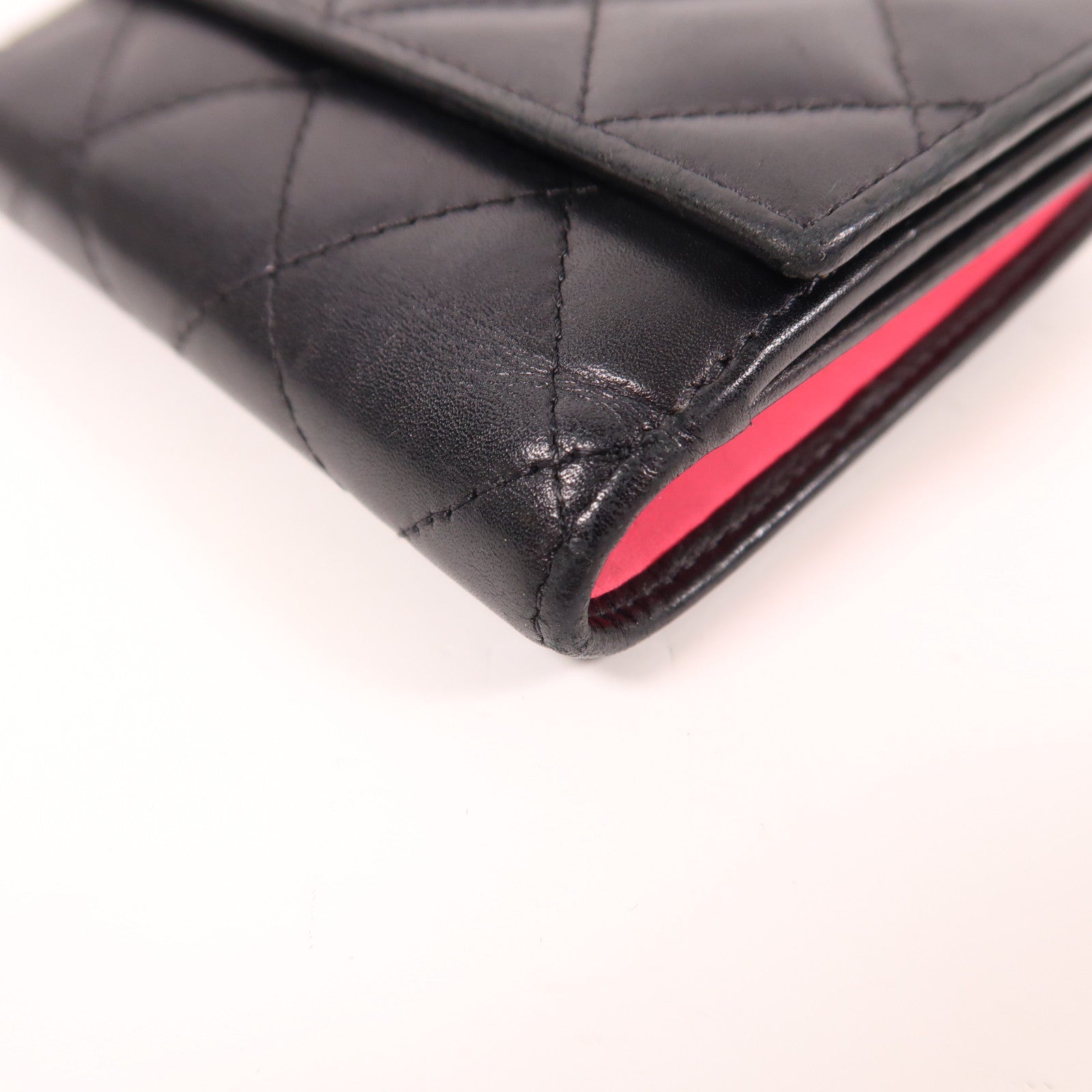 CHANEL 牛皮皮革Cambon Wallet銀扣錢包黑色