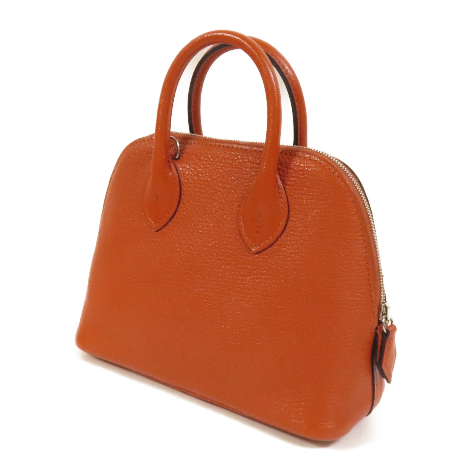 HERMES Chevre皮革Mini Bolide銀扣手挽肩背兩用袋Cuivre